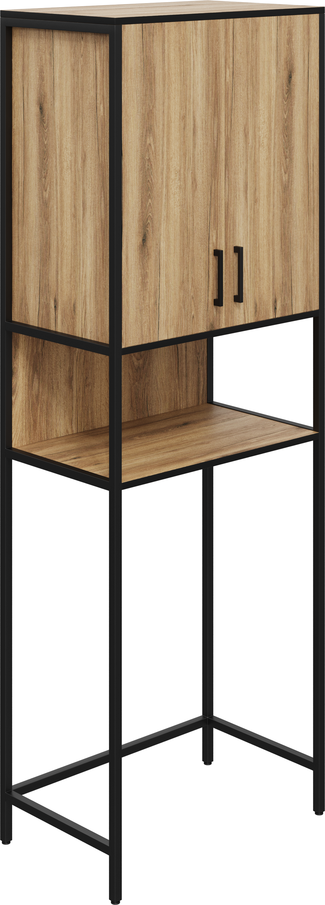 Шкаф над стиральной машиной DIWO Элиста 65 напольный, 65x200x35 см, дуб крафт золотой, черный