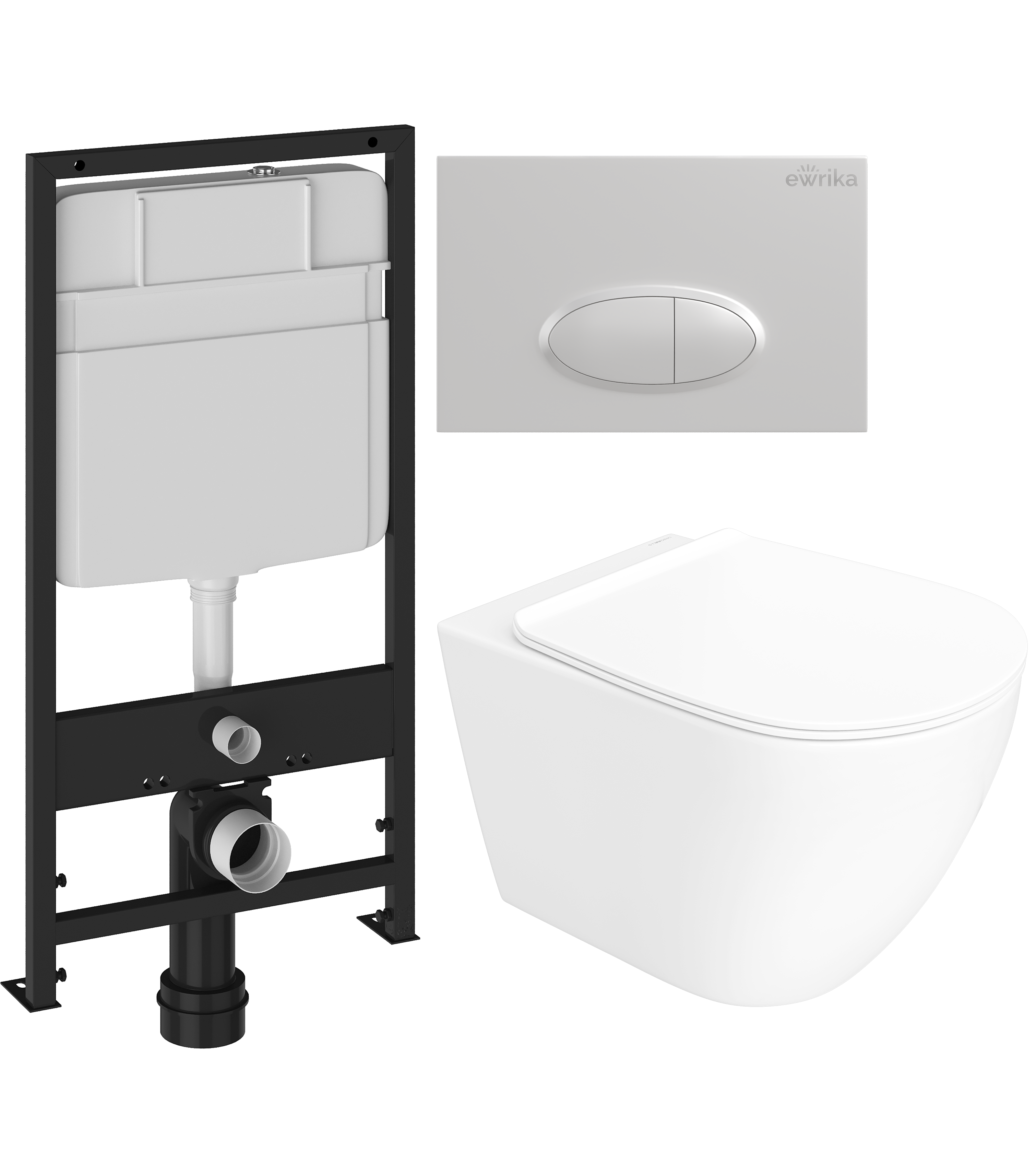 Комплект 3 в 1 Унитаз подвесной STWORKI Готланд S13401WH безободковый, с микролифтом, глянцевый белый, антивсплеск + Инсталляция EWRIKA ProLT 0026-2020 + Кнопка 0052 цвет белый