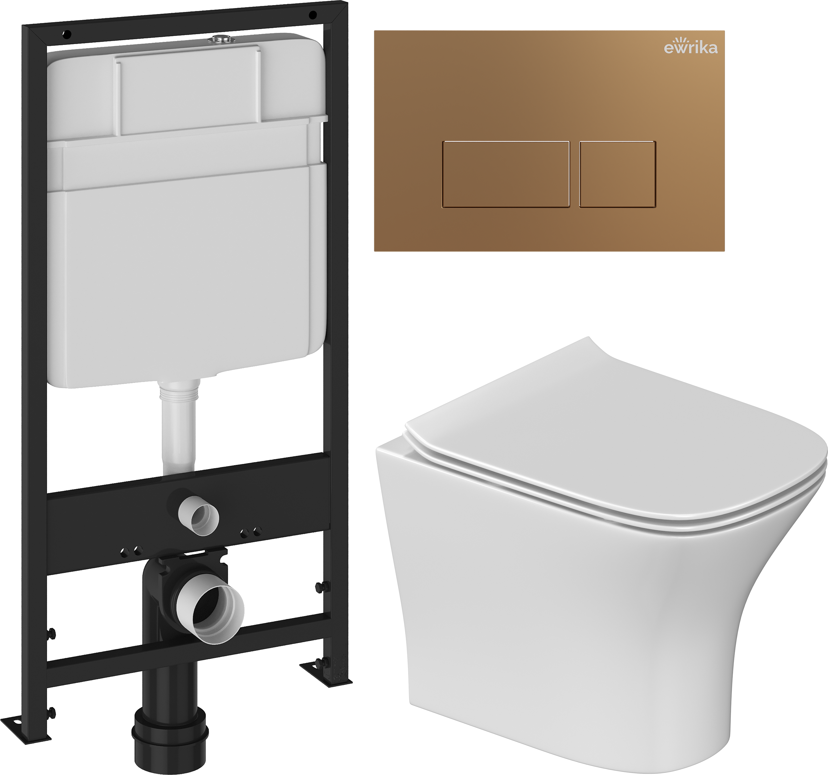 Комплект 3 в 1 Унитаз подвесной STWORKI Олланд S01401WH + Инсталляция EWRIKA ProLT 0026-2020 + Кнопка 0043