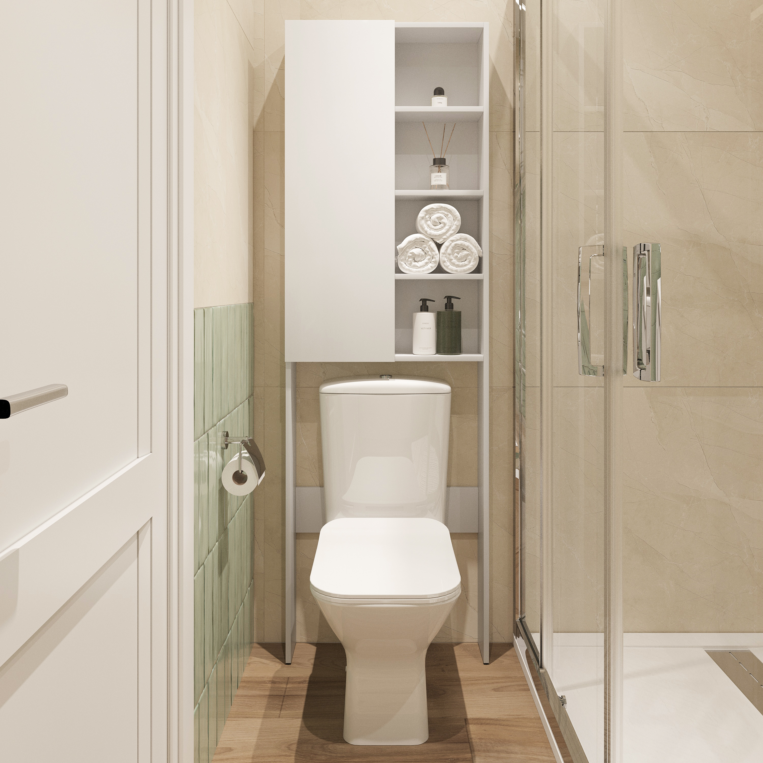 Шкаф-пенал для ванной DIWO Суздаль 60 напольный для туалета, узкий, 60x15x190 см, белый