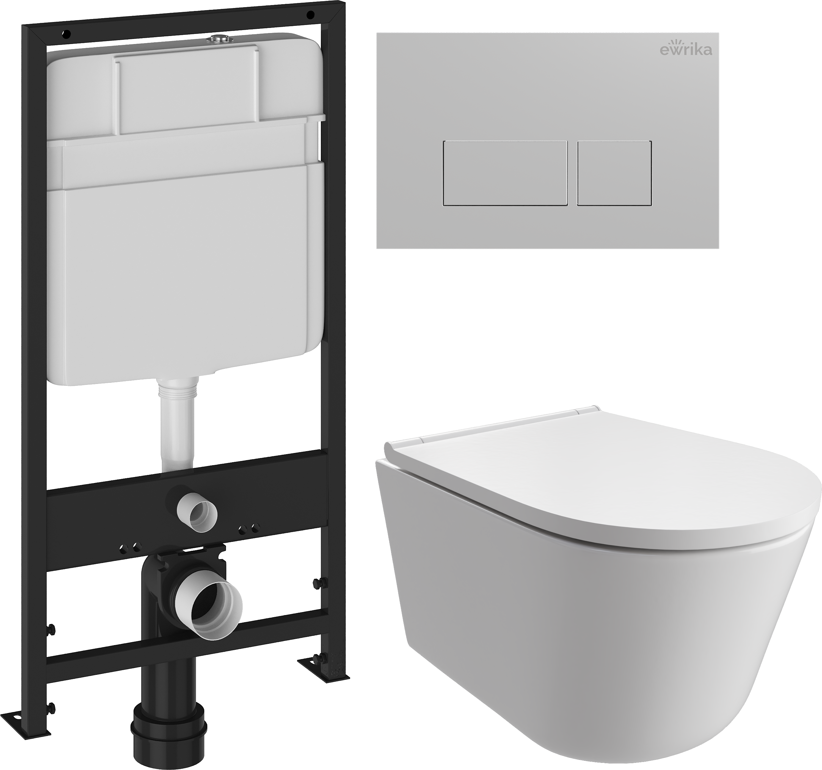 Комплект 3 в 1 Унитаз подвесной DIWO Архангельск 0800 + Инсталляция EWRIKA ProLT 0026-2020 + Кнопка 0040 цвет матовый хром