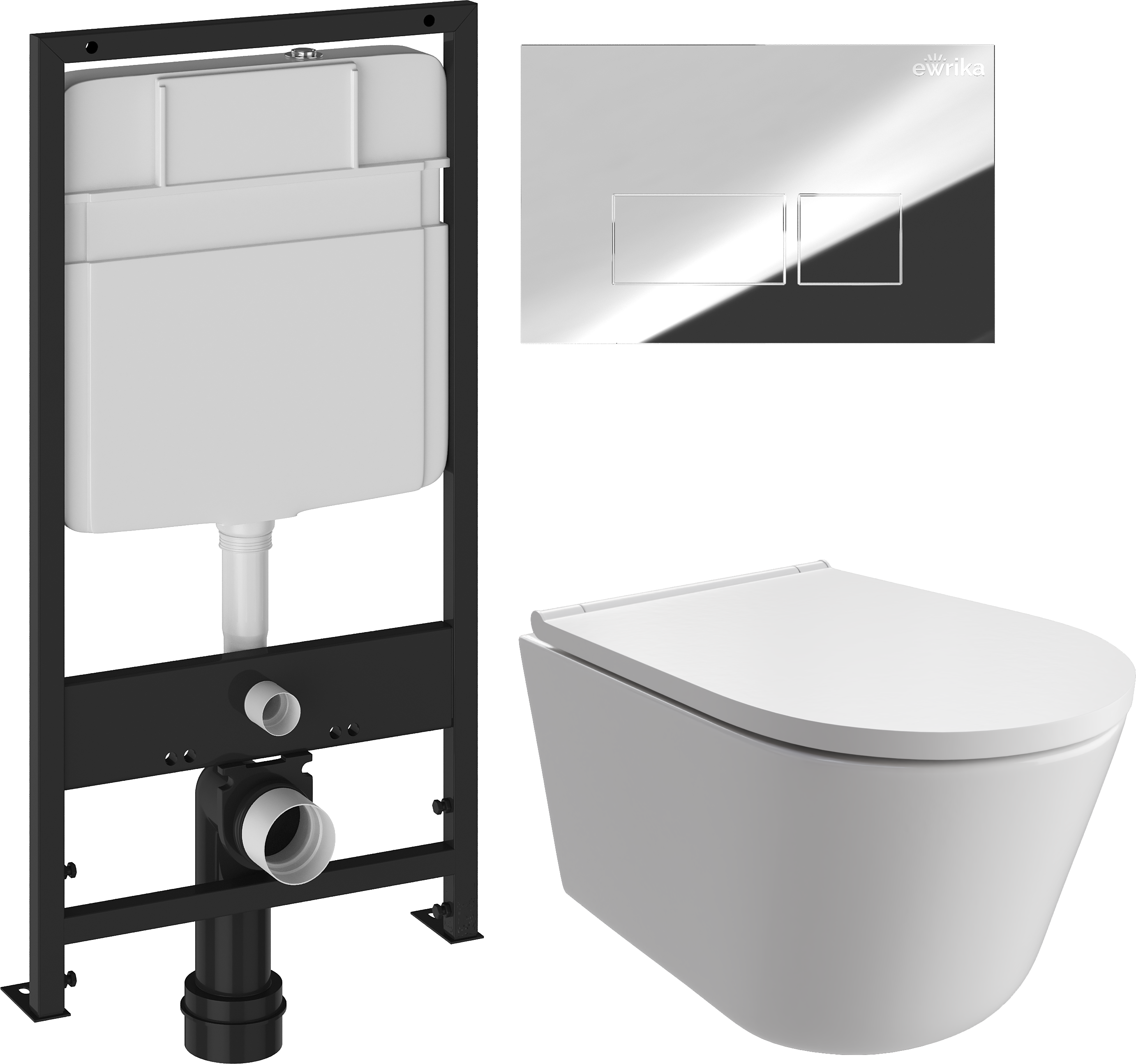 Комплект 3 в 1 Унитаз подвесной DIWO Архангельск 0800 + Инсталляция EWRIKA ProLT 0026-2020 + Кнопка 0041 цвет хром