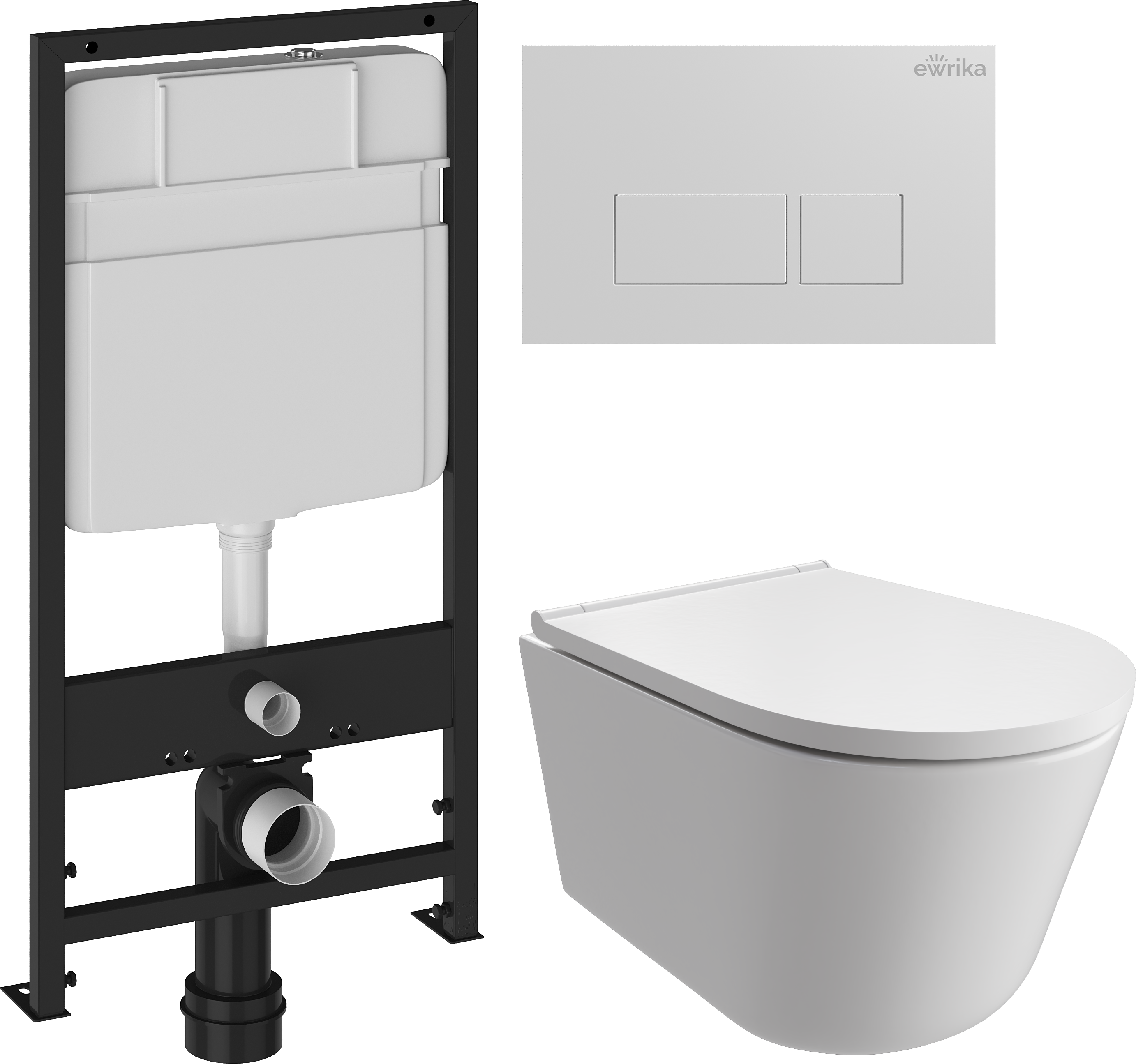 Комплект 3 в 1 Унитаз подвесной DIWO Архангельск 0800 + Инсталляция EWRIKA ProLT 0026-2020 + Кнопка 0042 цвет белый