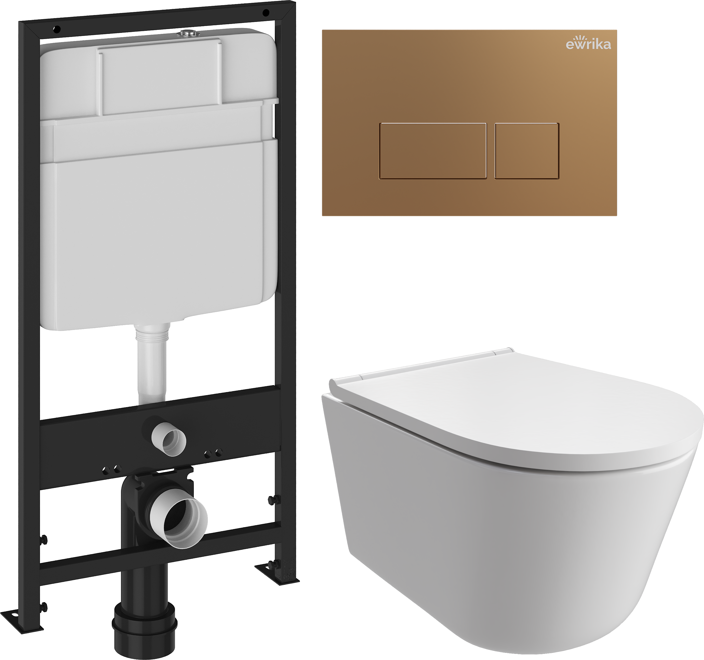 Комплект 3 в 1 Унитаз подвесной DIWO Архангельск 0800 + Инсталляция EWRIKA ProLT 0026-2020 + Кнопка 0043