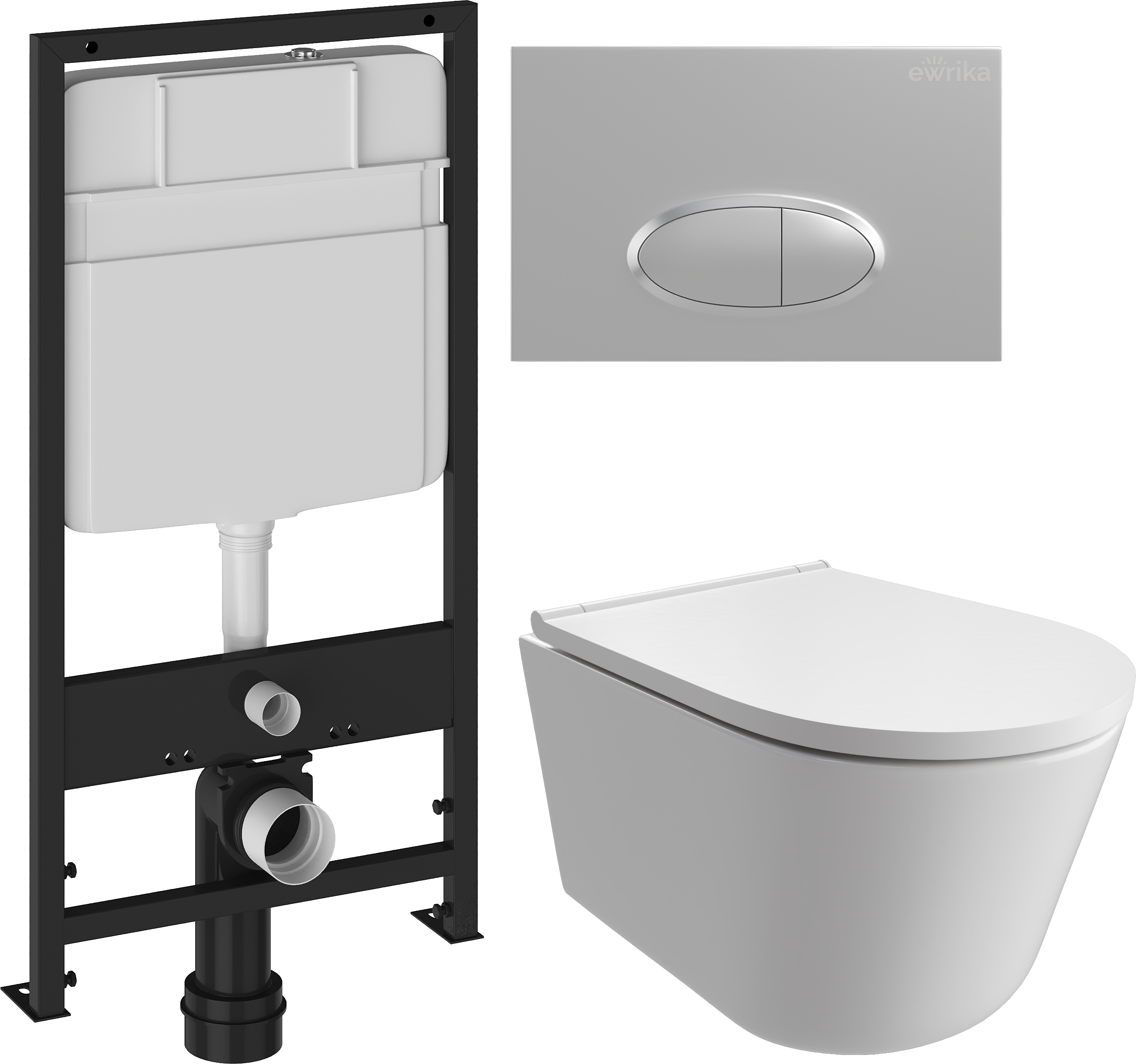 Комплект 3 в 1 Унитаз подвесной DIWO Архангельск 0800 + Инсталляция EWRIKA ProLT 0026-2020 + Кнопка 0050 цвет матовый хром