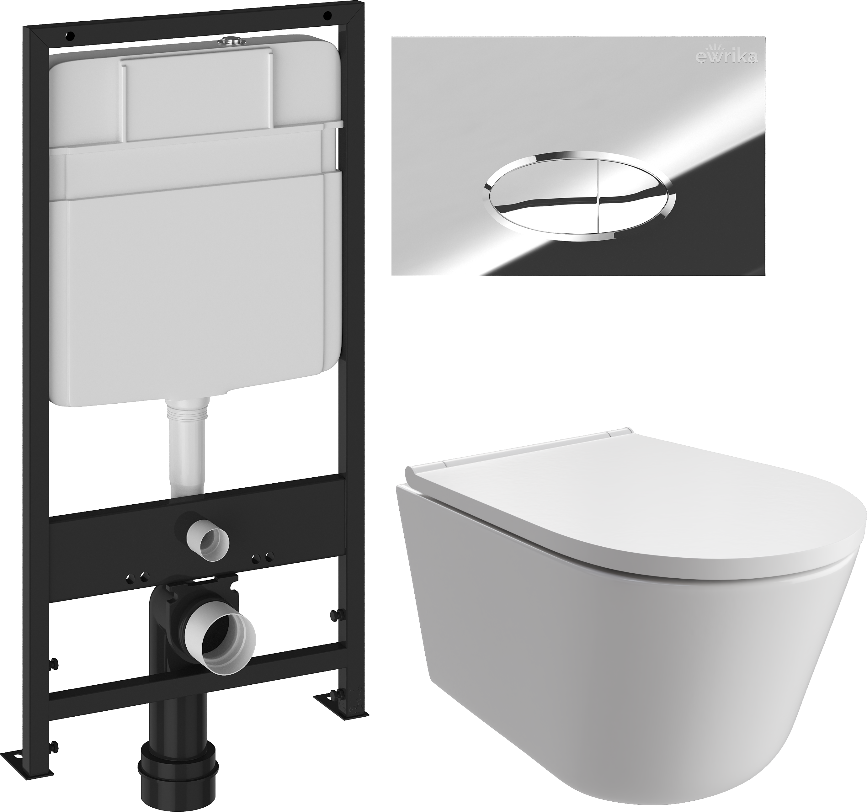 Комплект 3 в 1 Унитаз подвесной DIWO Архангельск 0800 + Инсталляция EWRIKA ProLT 0026-2020 + Кнопка 0051 цвет хром