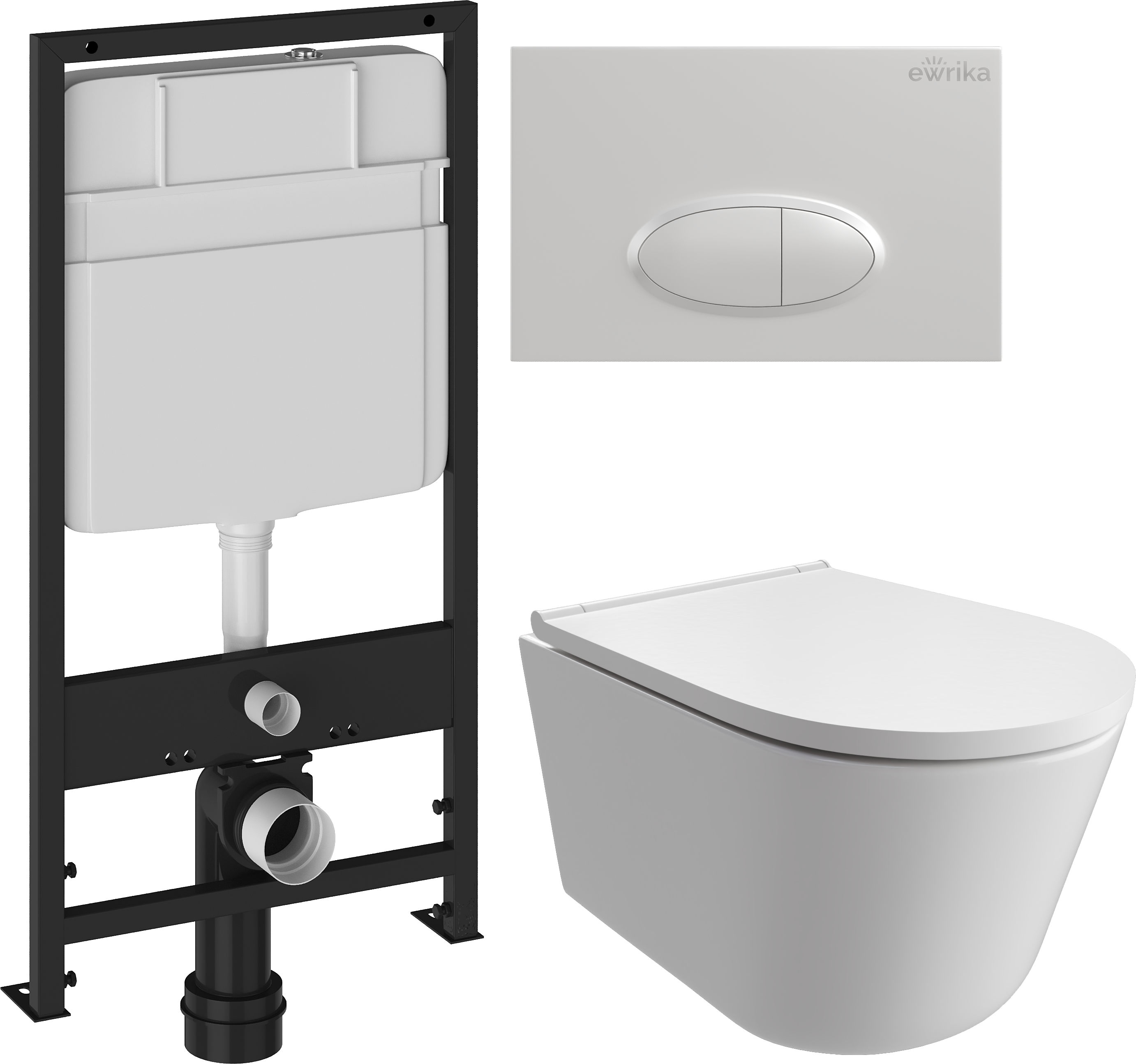 Комплект 3 в 1 Унитаз подвесной DIWO Архангельск 0800 + Инсталляция EWRIKA ProLT 0026-2020 + Кнопка 0052 цвет белый