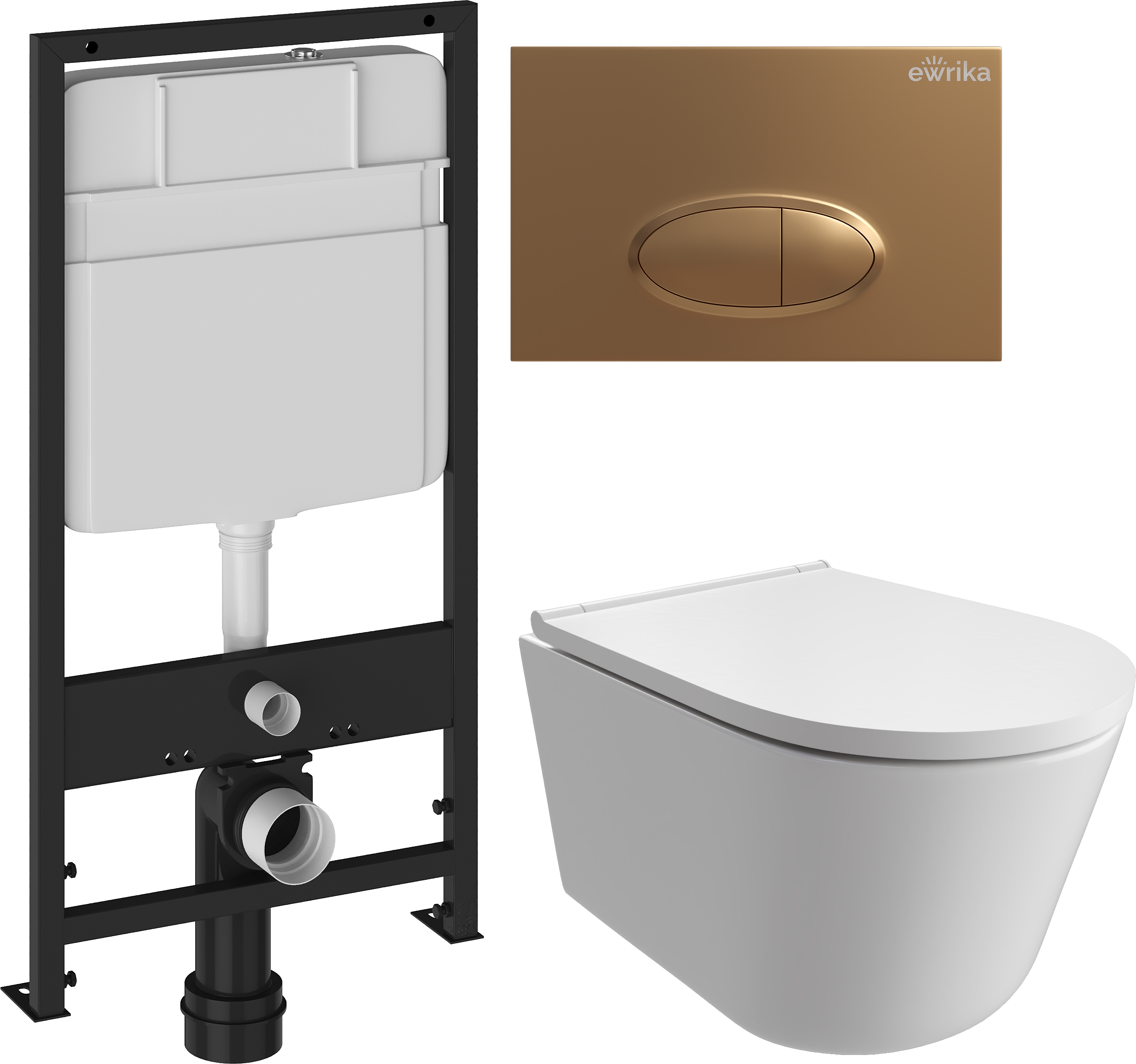 Комплект 3 в 1 Унитаз подвесной DIWO Архангельск 0800 + Инсталляция EWRIKA ProLT 0026-2020 + Кнопка 0053 цвет матовое золото