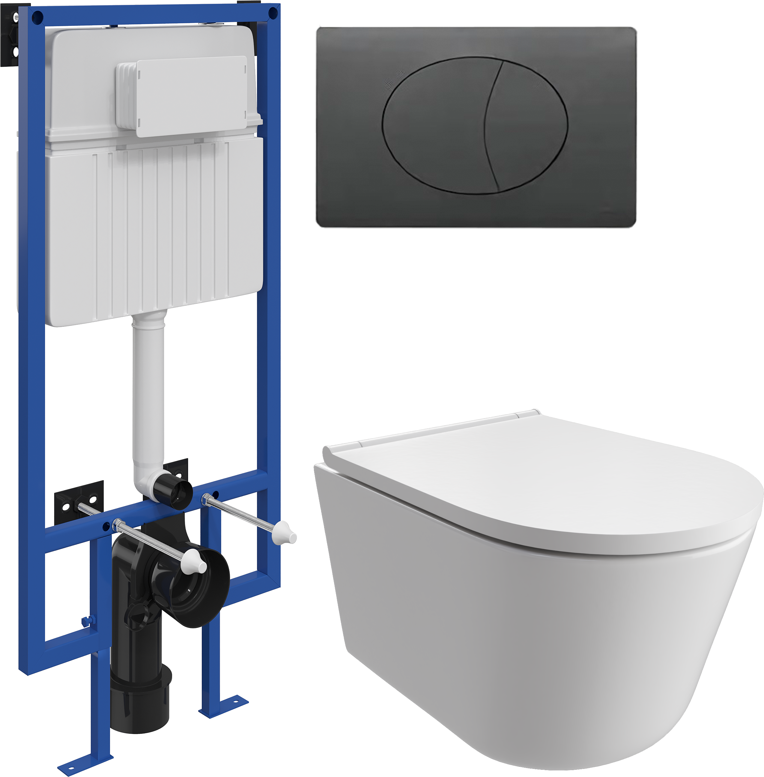 Комплект 3 в 1 Унитаз подвесной DIWO Архангельск 0800 + Инсталляция STWORKI 510162 + Кнопка 230858 цвет матовый черный