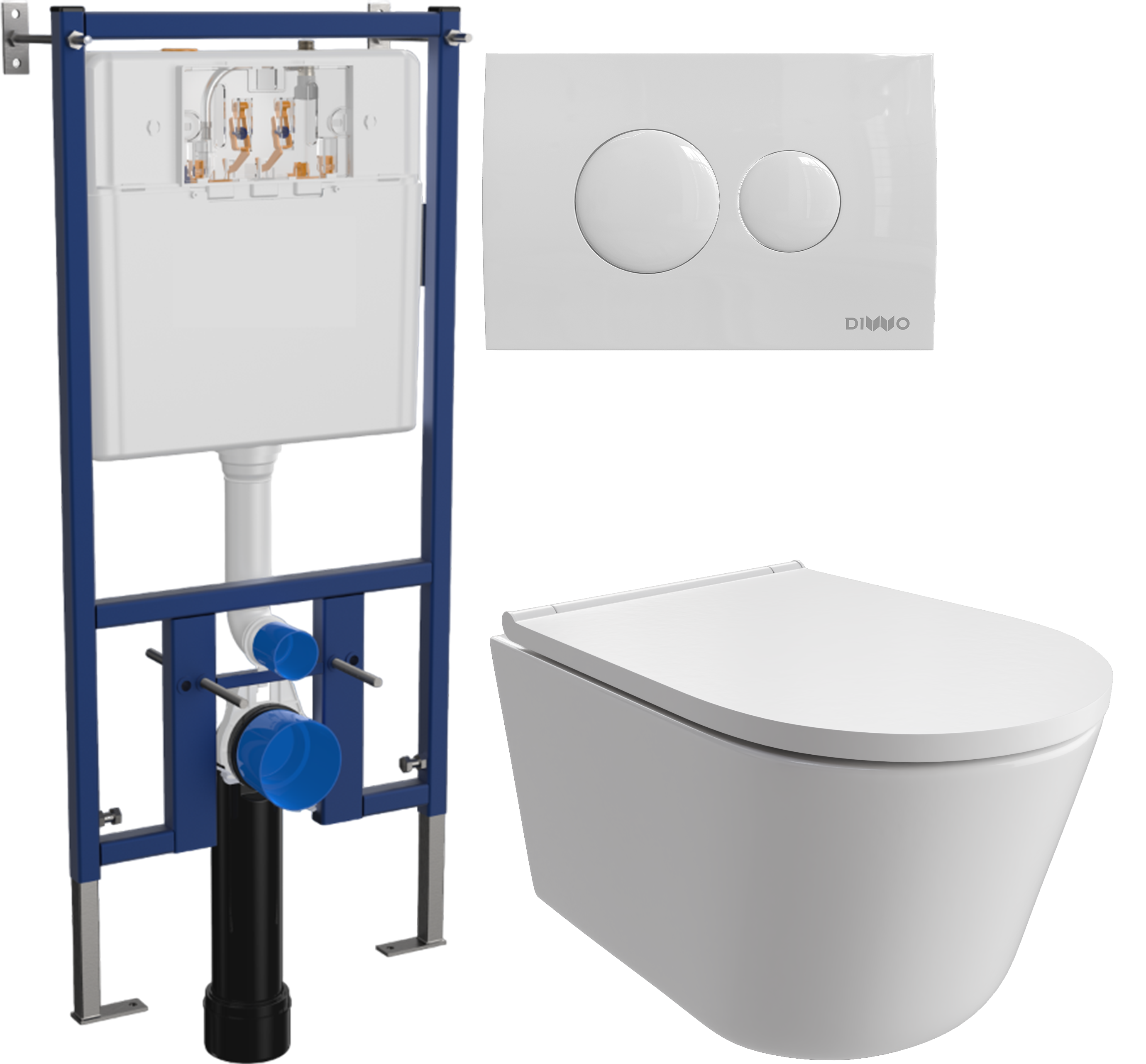 Комплект 3 в 1 Унитаз подвесной DIWO Архангельск 0800 + Инсталляция 4501 + Кнопка 7310 цвет глянцевый белый