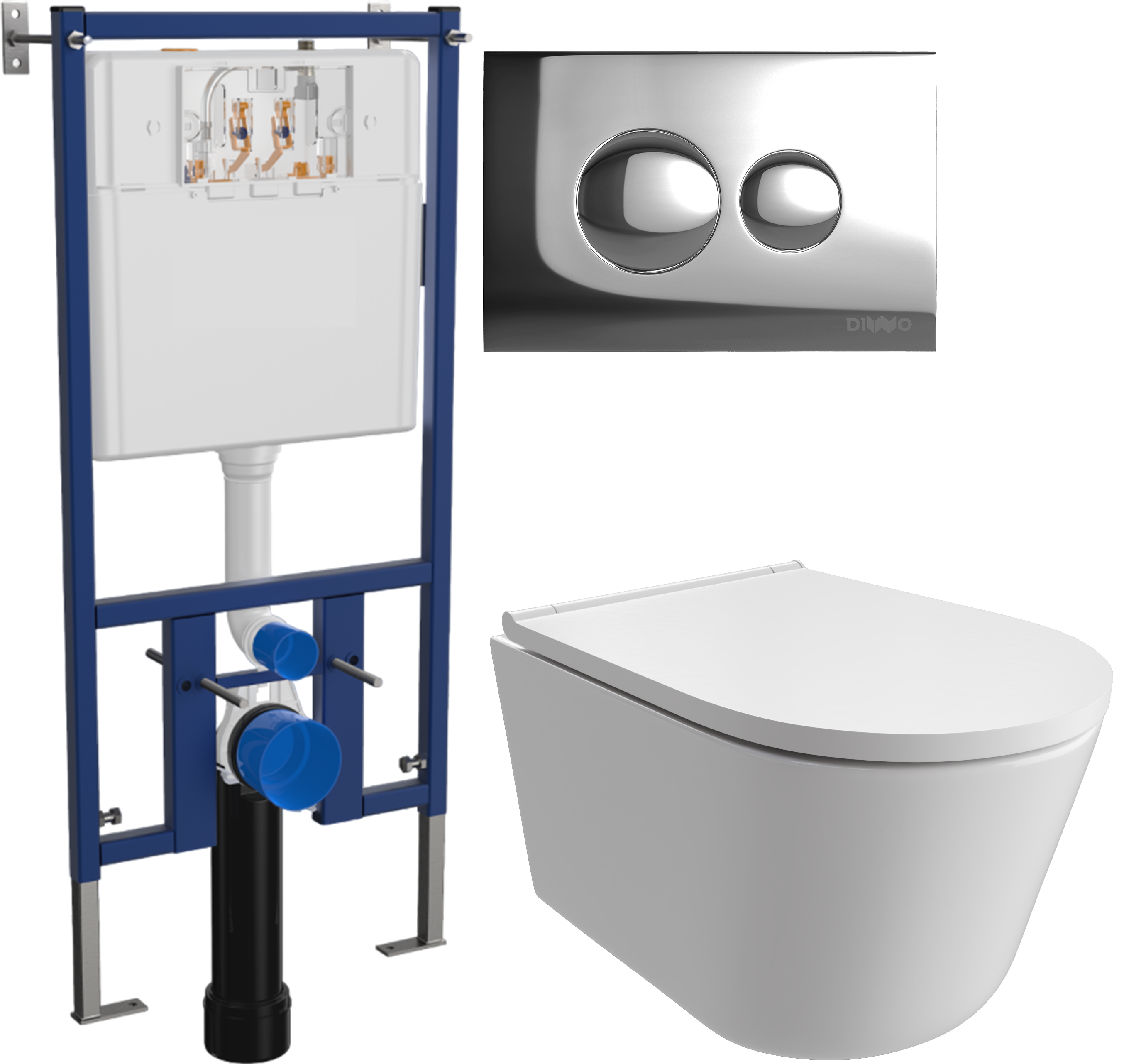 Комплект 3 в 1 Унитаз подвесной DIWO Архангельск 0800 + Инсталляция 4501 + Кнопка 7312 цвет хром