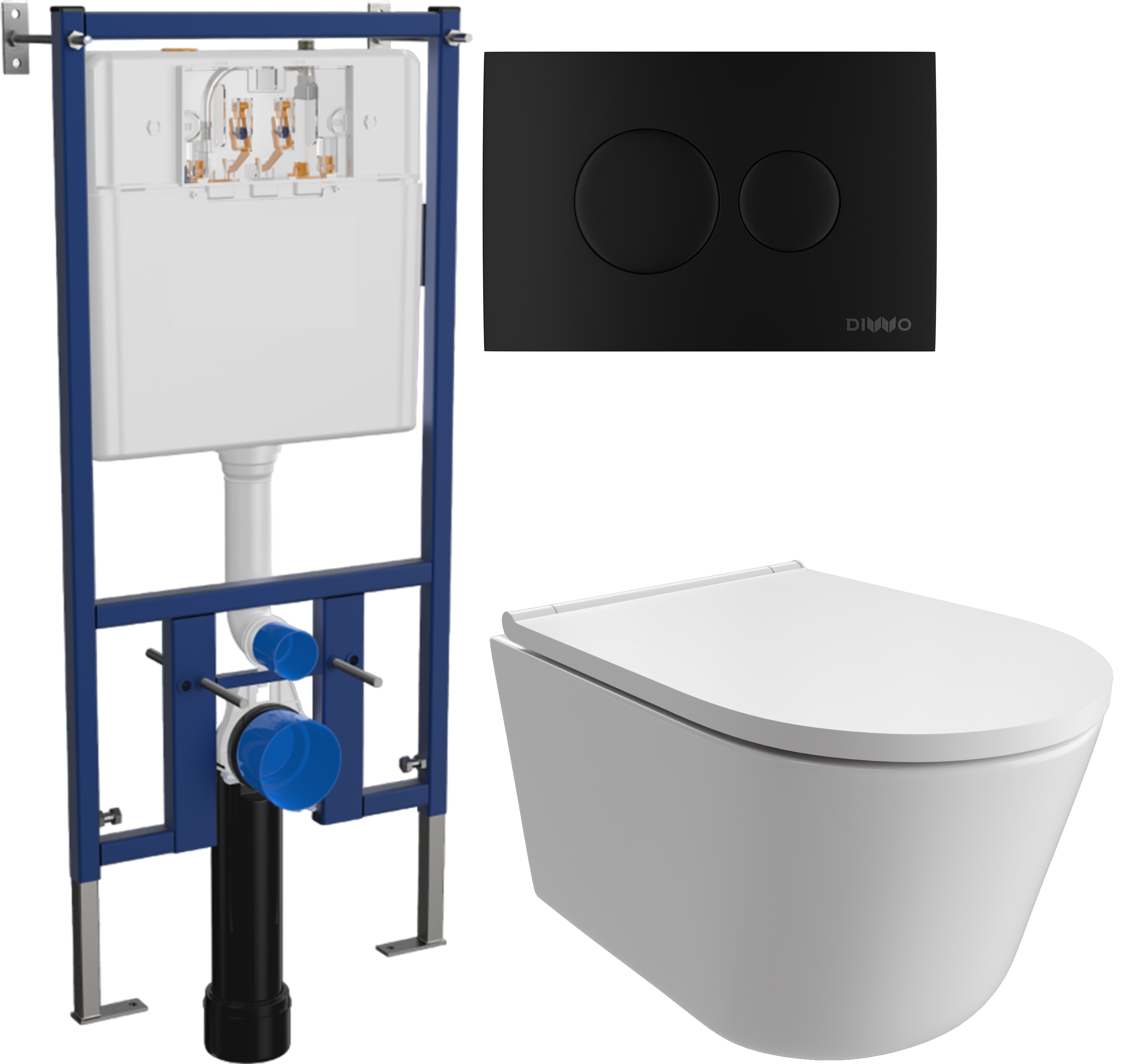 Комплект 3 в 1 Унитаз подвесной DIWO Архангельск 0800 + Инсталляция 4501 + Кнопка 7313 цвет матовый черный