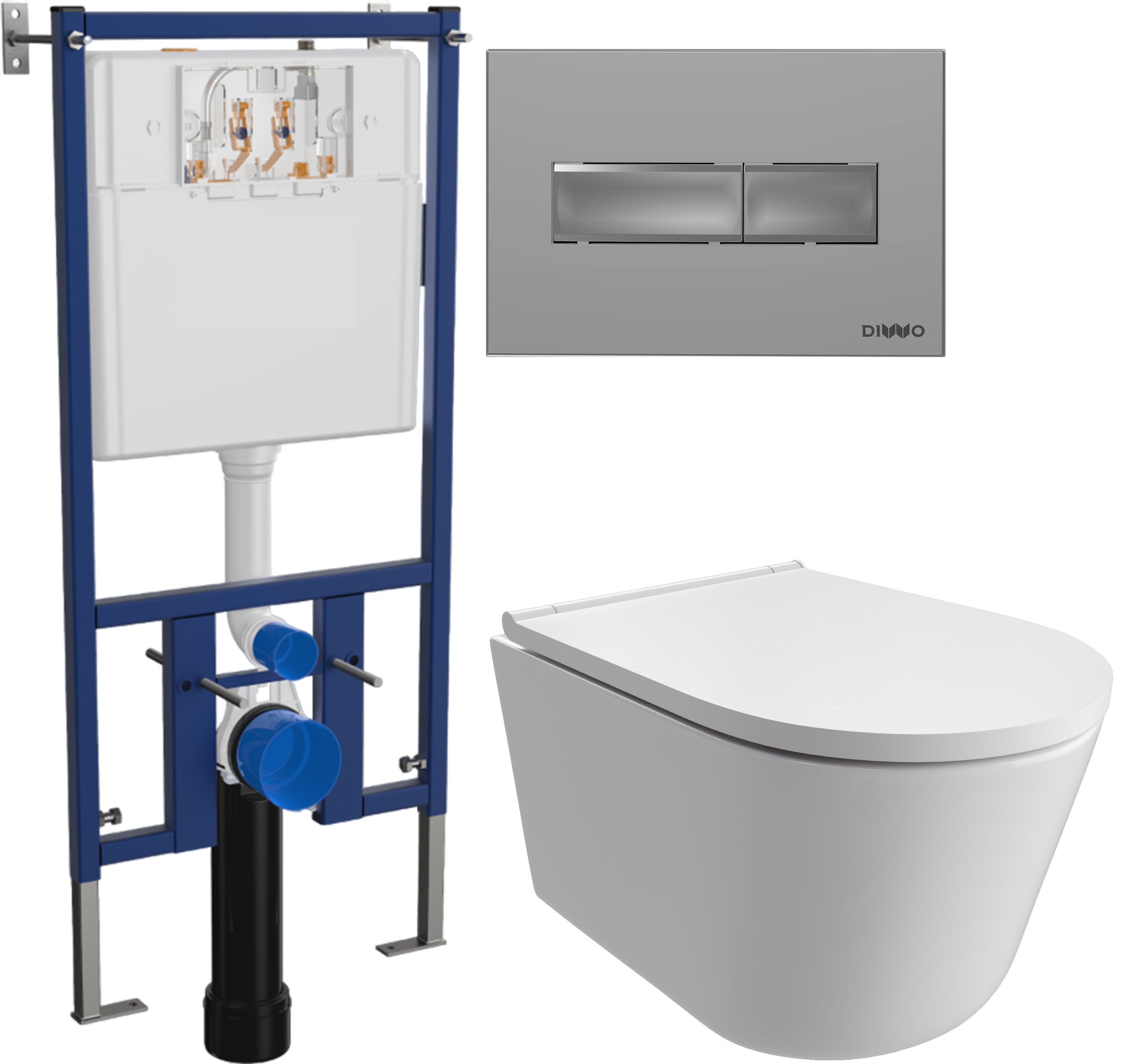 Комплект 3 в 1 Унитаз подвесной DIWO Архангельск 0800 + Инсталляция 4501 + Кнопка 7321 цвет матовый хром