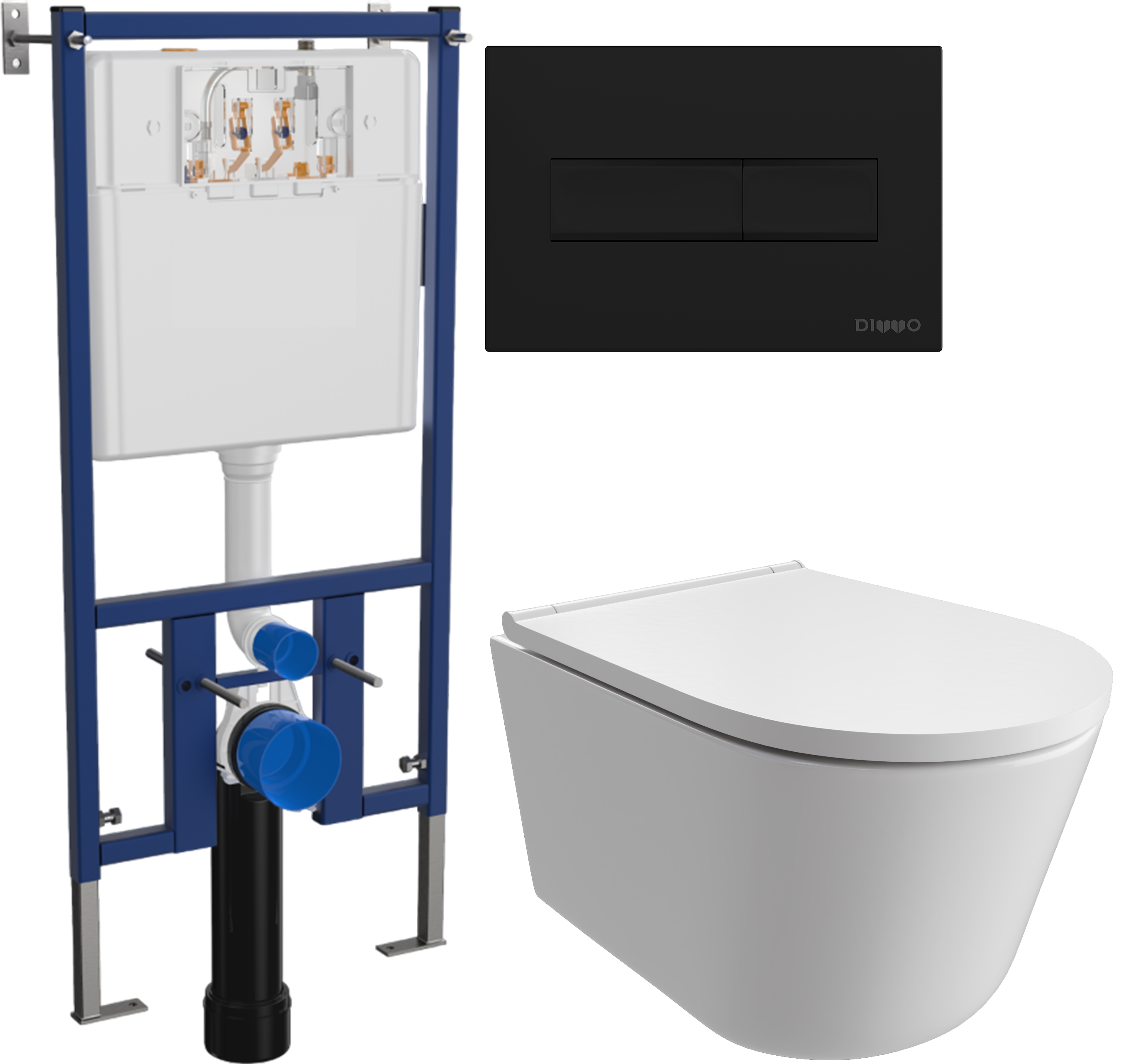 Комплект 3 в 1 Унитаз подвесной DIWO Архангельск 0800 + Инсталляция 4501 + Кнопка 7323 цвет матовый черный