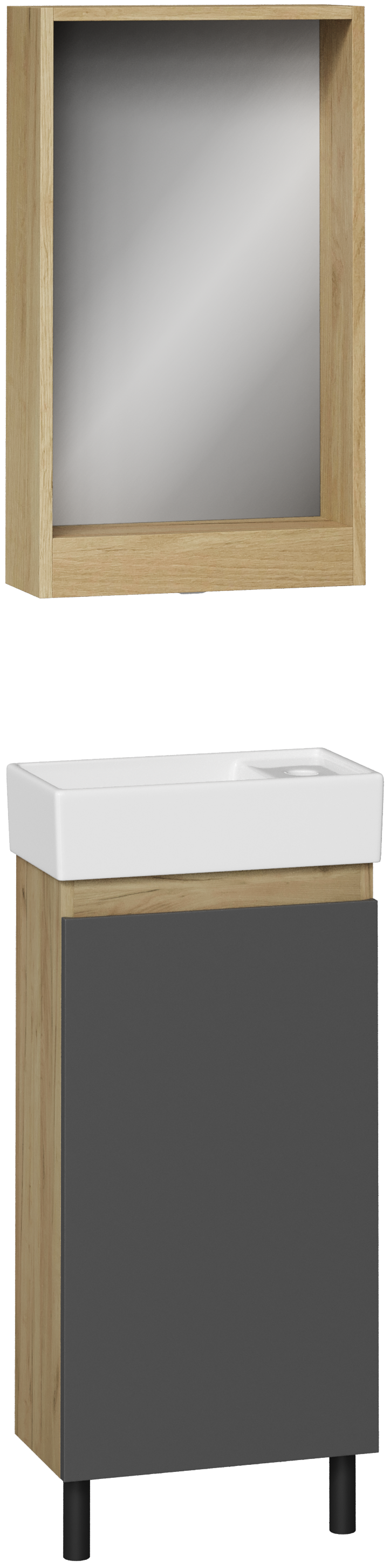 Мебель для ванной комнаты DIWO Кострома 40 напольная, антрацит, зеркало Кострома