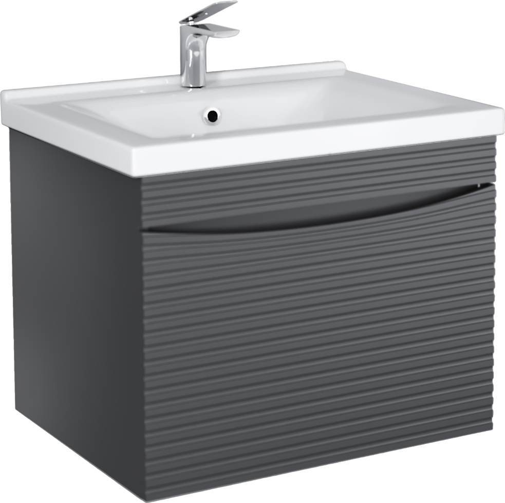 Тумба с раковиной STWORKI Хедмарк 60, антрацит, раковина с тонким краем