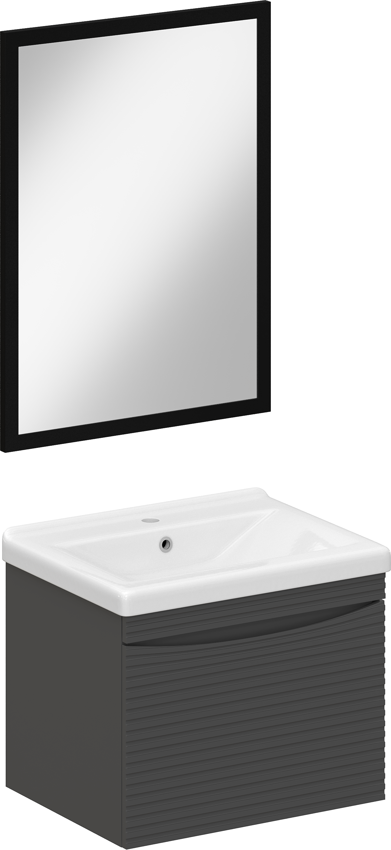 Мебель для ванной комнаты STWORKI Хедмарк 60, антрацит, раковина с тонким краем
