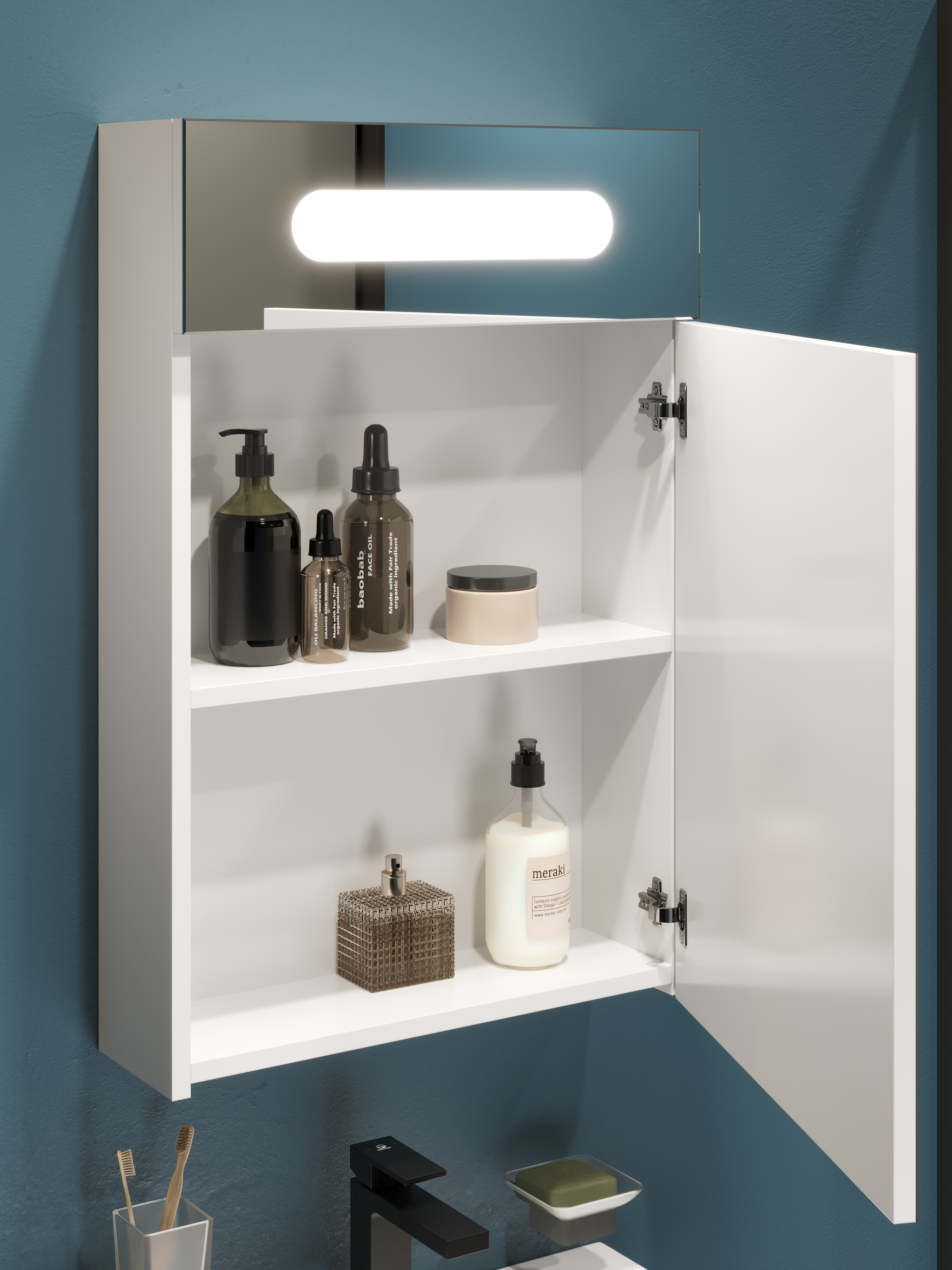 Зеркало-шкаф DIWO Коломна 50 навесное, прямоугольное, с подсветкой, белое