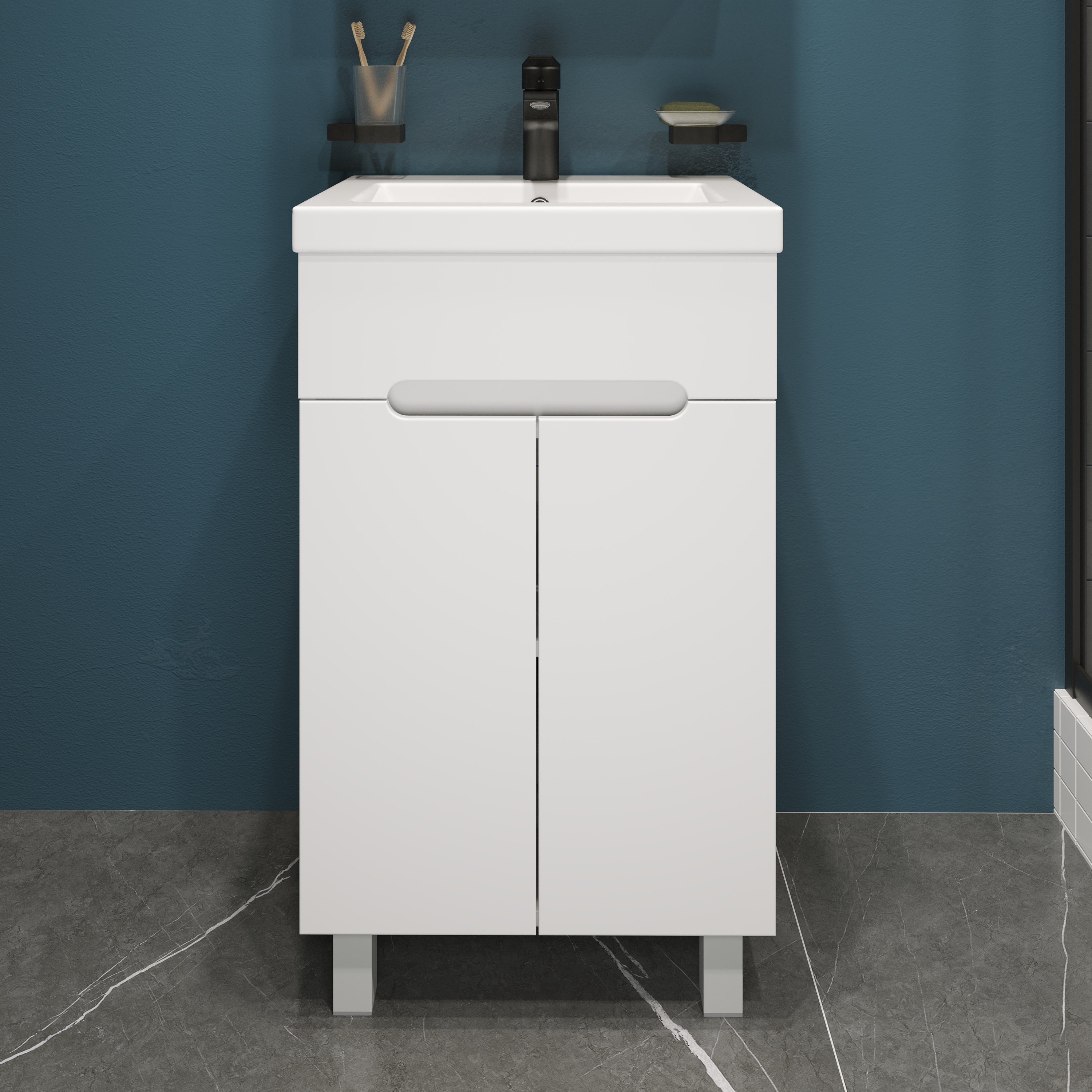 Тумба под раковину без столешницы DIWO Коломна 50 напольная, глянцевая белая