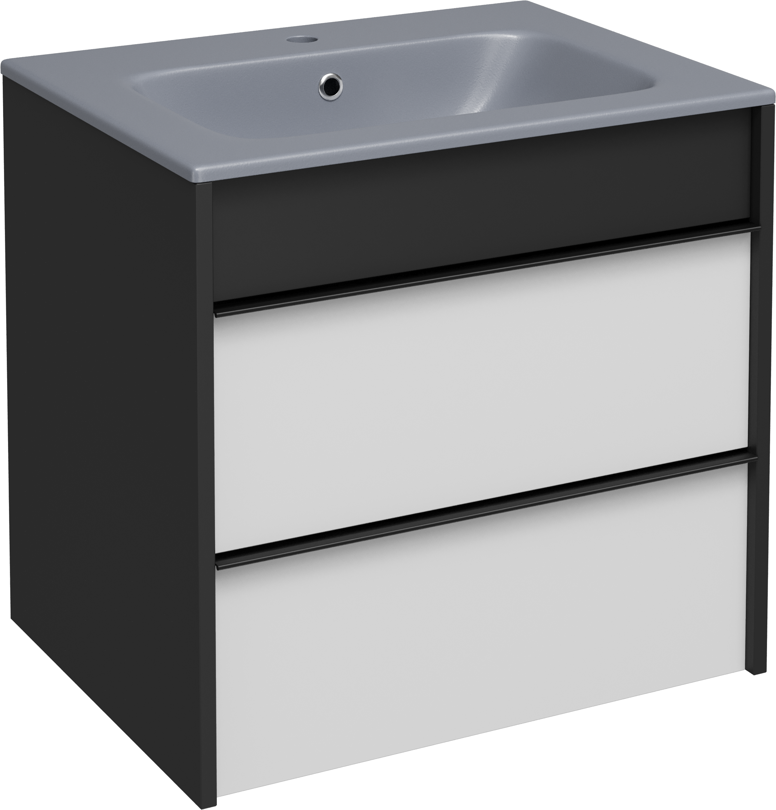 Тумба с раковиной STWORKI Гриндстед 60 белый матовый, антрацит матовый, раковина 43061-112-KL антрацит