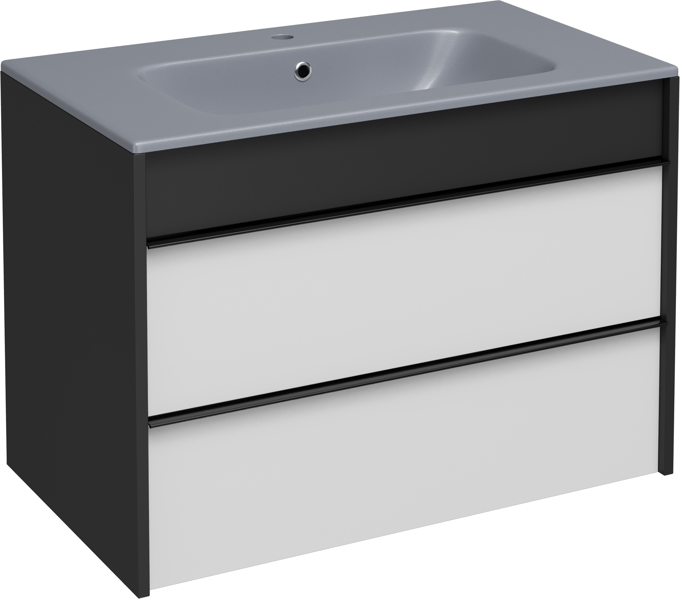 Тумба с раковиной STWORKI Гриндстед 80 белый матовый, антрацит матовый, раковина 43081-112-KL антрацит