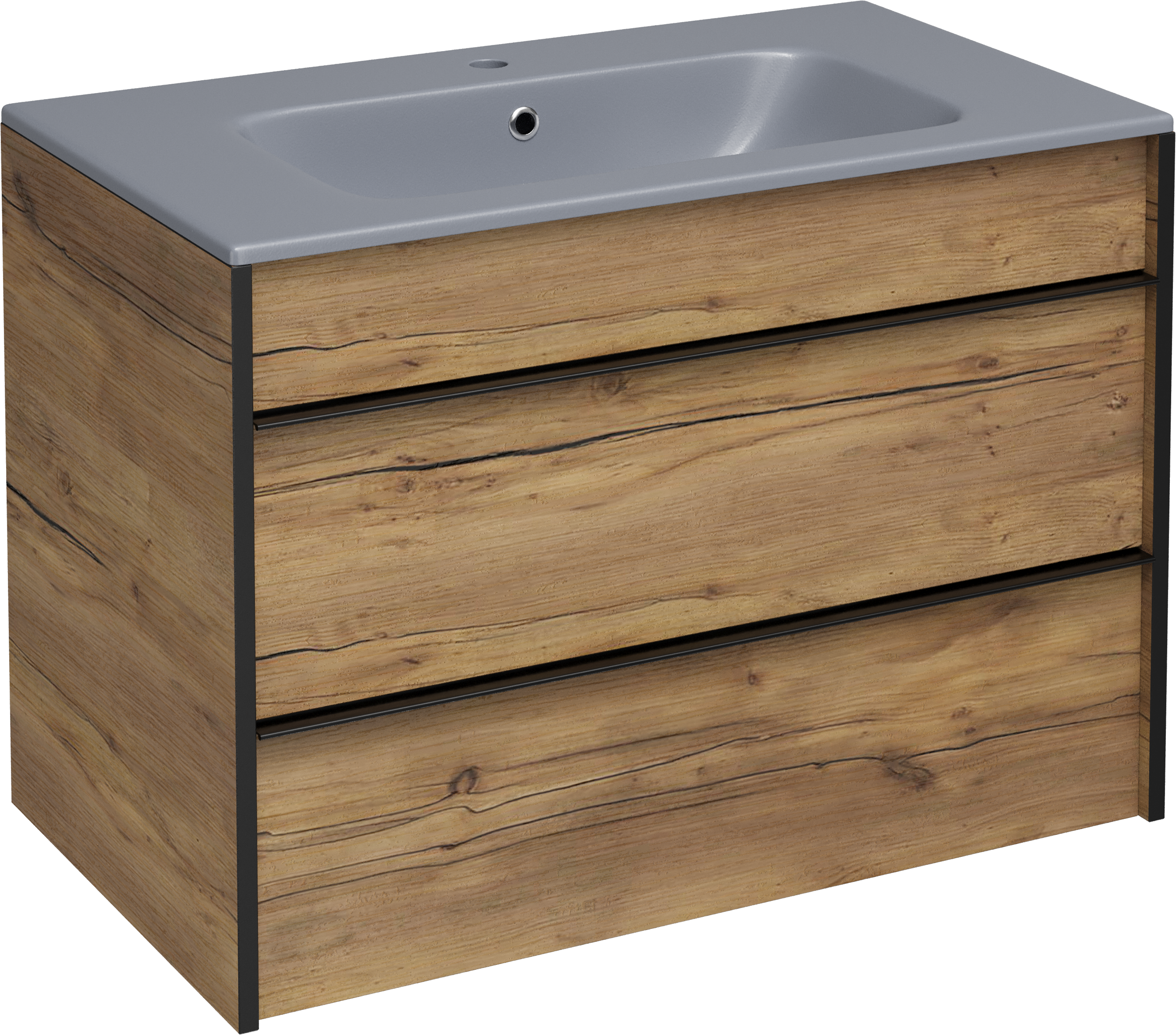 Тумба с раковиной STWORKI Гриндстед 80 дуб таксония, раковина 43081-112-KL антрацит
