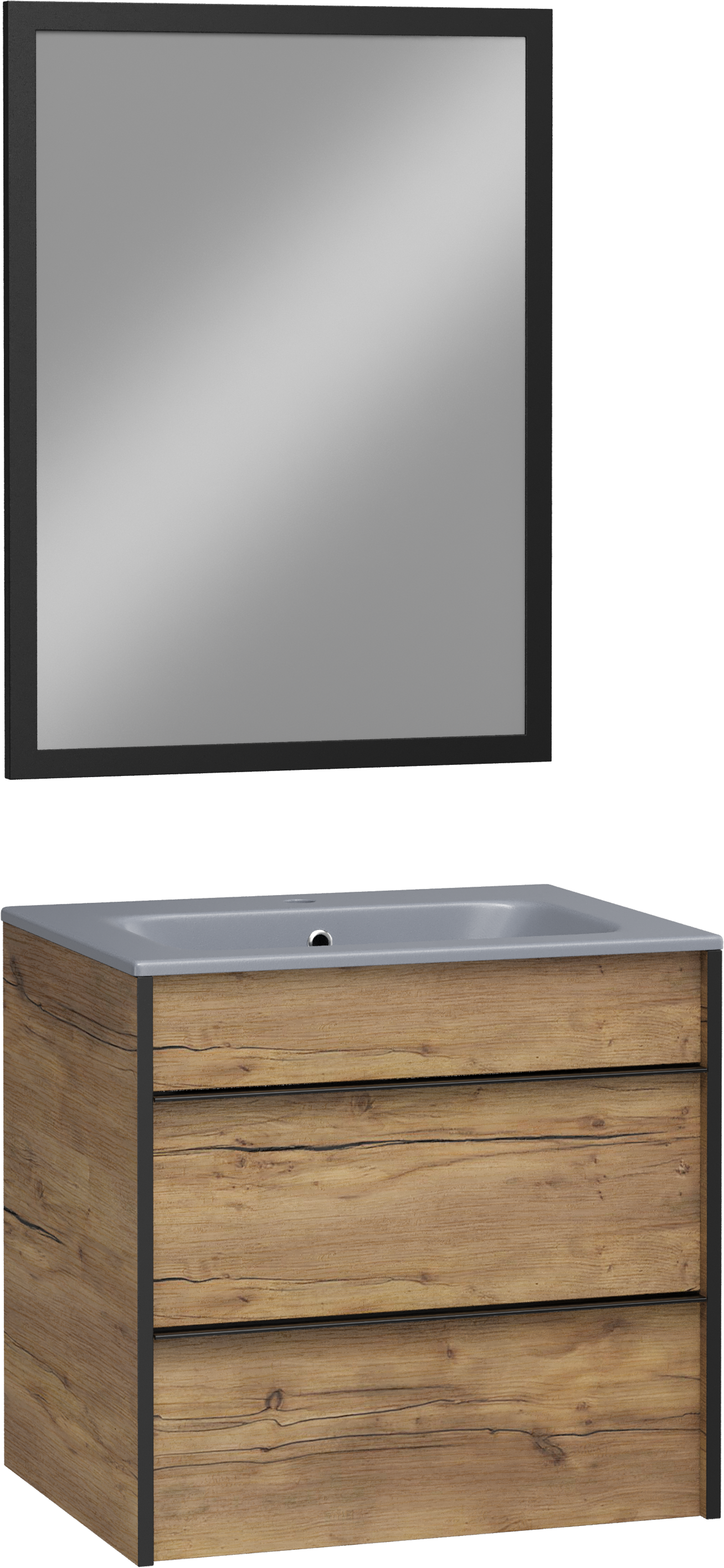 Мебель для ванной комнаты STWORKI Гриндстед 60 дуб таксония, раковина 43061-112-KL антрацит