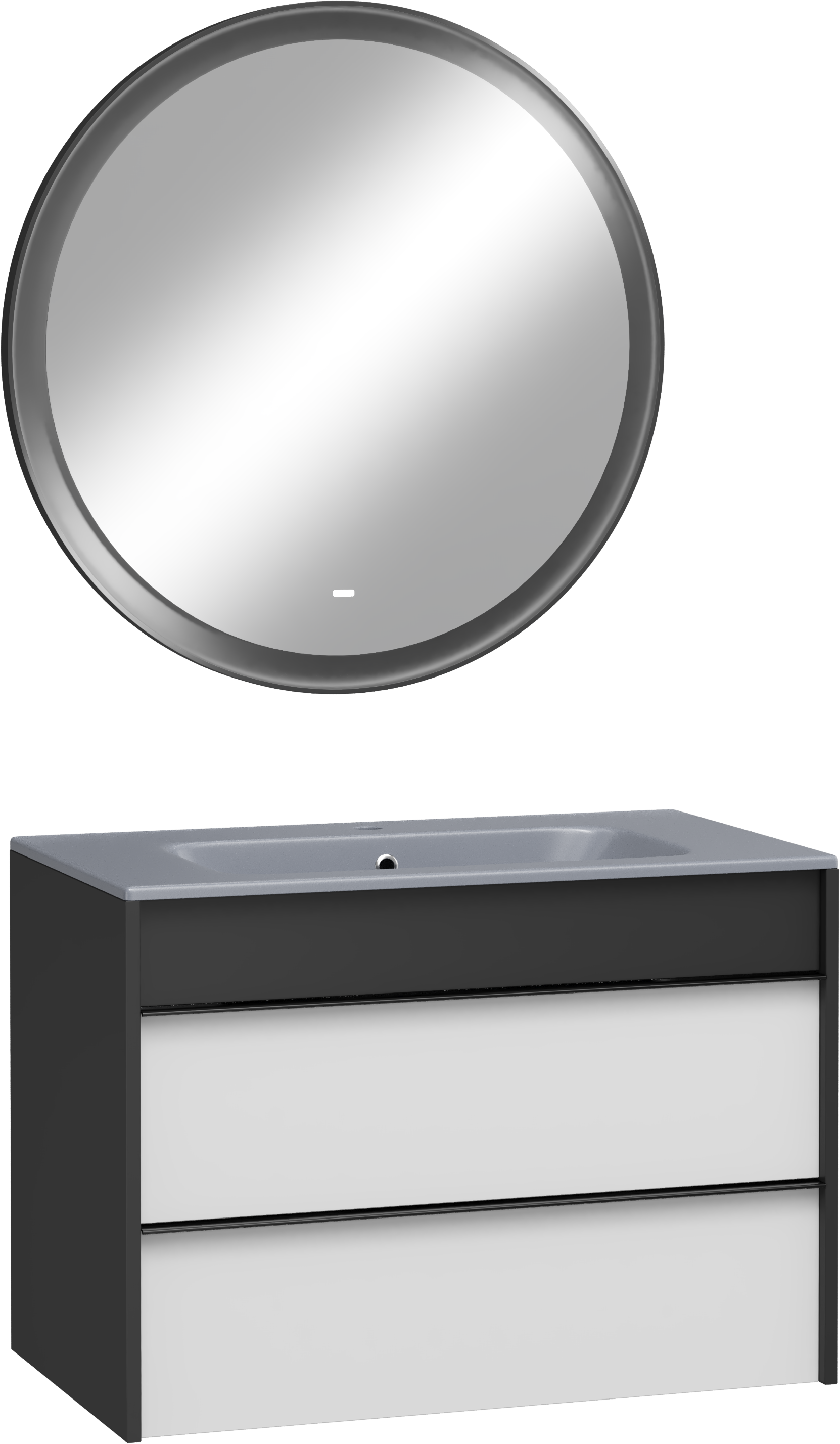 Мебель для ванной комнаты STWORKI Гриндстед 80, белый матовый, антрацит матовый, раковина 43081-112-KL антрацит