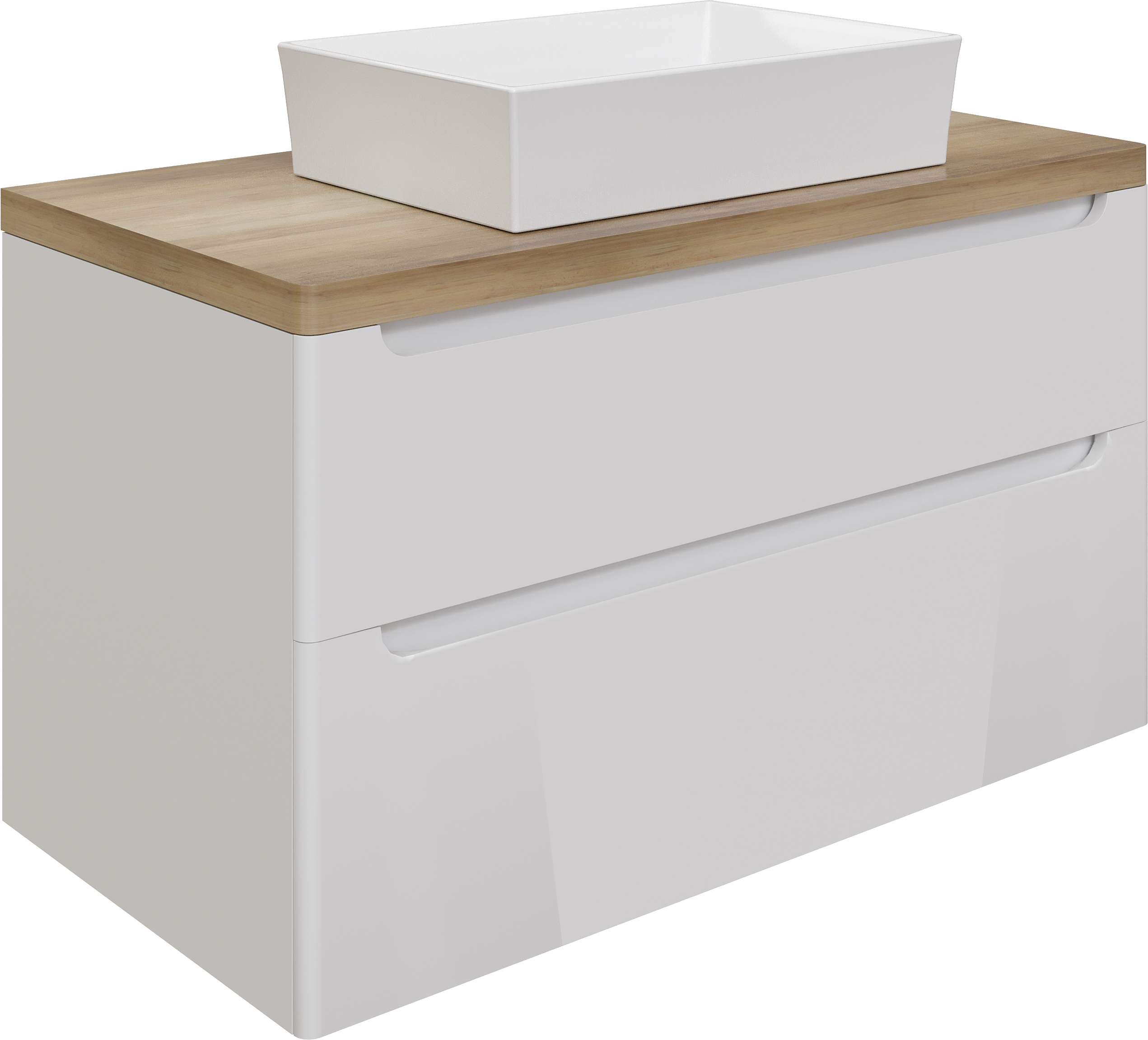 Тумба под раковину со столешницей STWORKI Берген 100 белая, столешница светлая