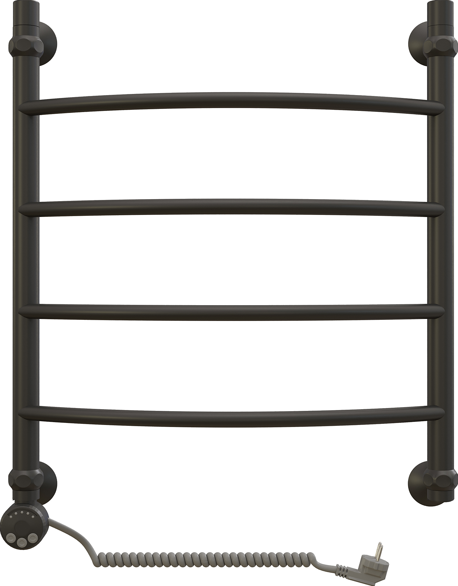 Полотенцесушитель электрический EWRIKA Сафо D P 65x55 см, подключение слева, матовый черный, лесенка