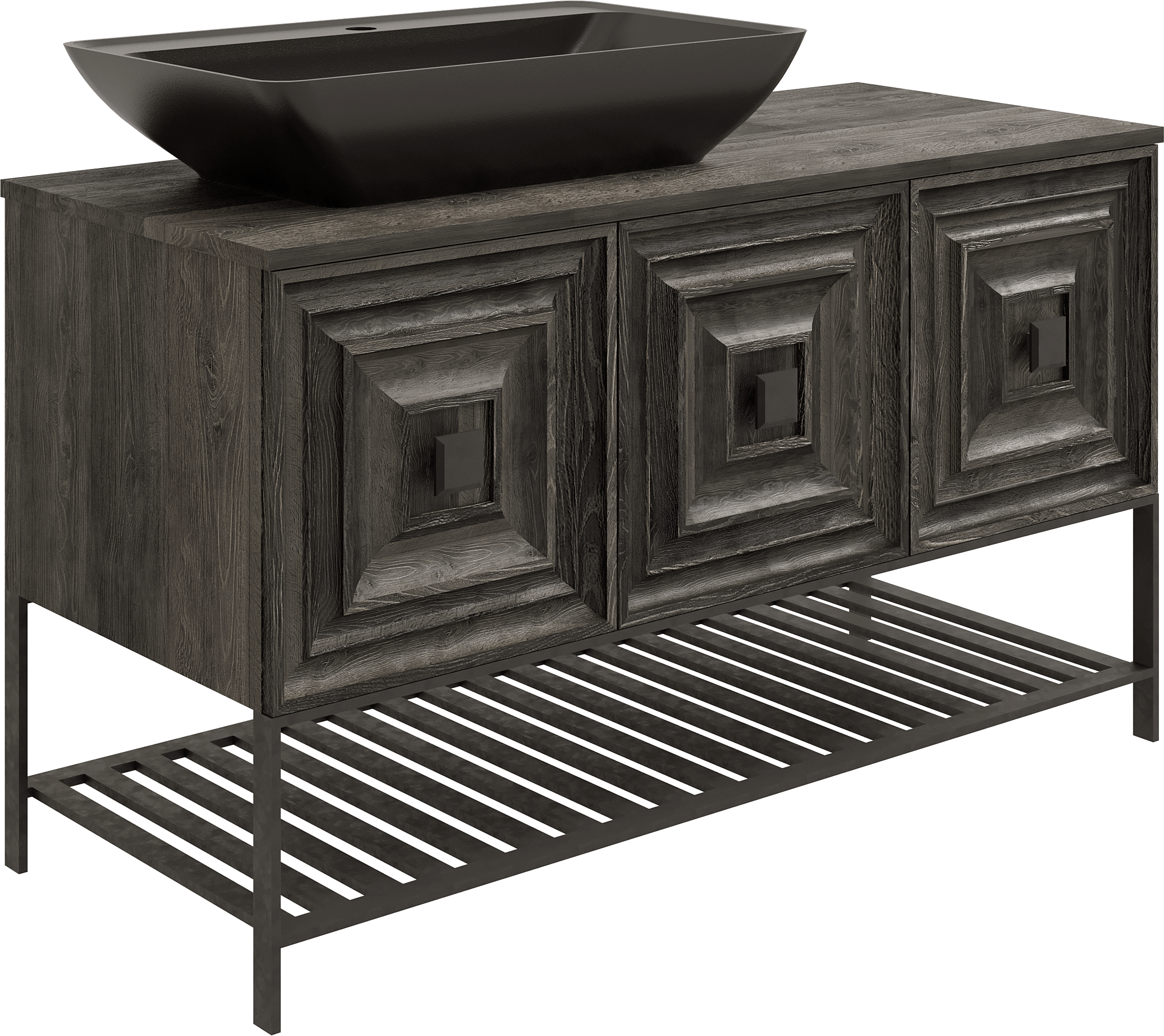 Тумба с раковиной Belinza Rustica 120 деревенский черный