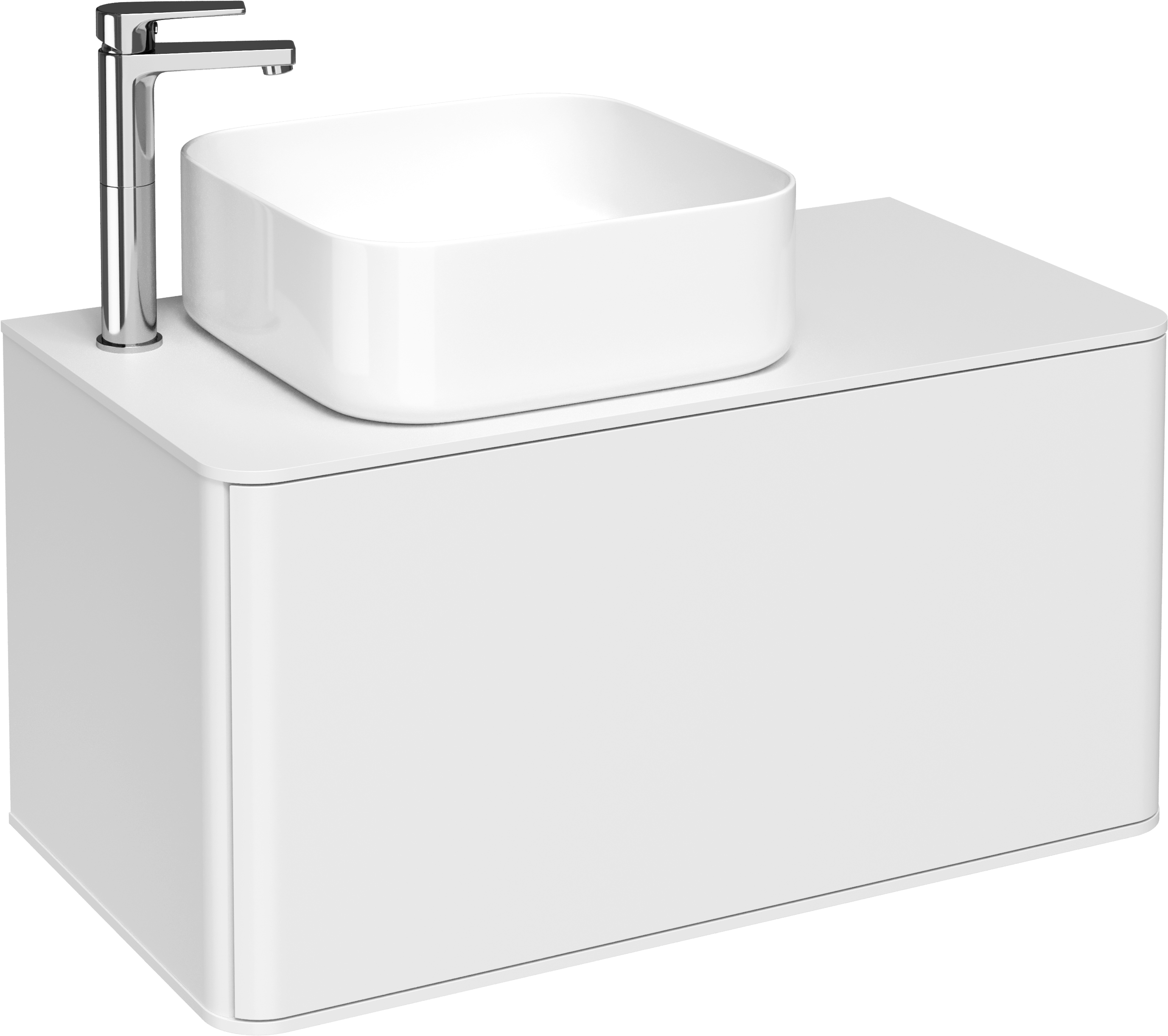 Тумба с раковиной STWORKI Ноттвиль 80 белая, с отверстием под смеситель , подвесная , с накладной раковиной чашей