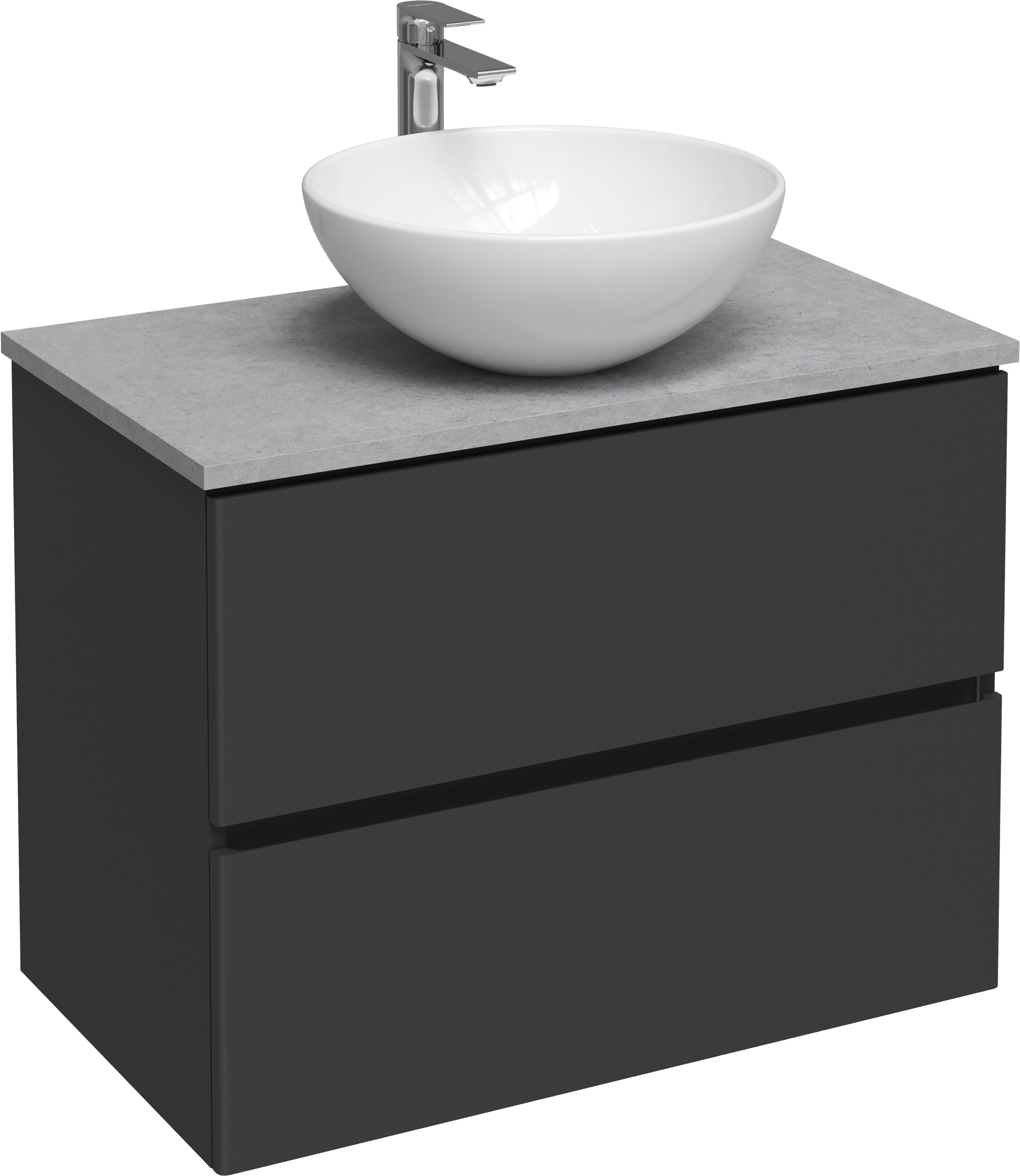 Тумба с раковиной STWORKI Колдинг 80 антрацит, с раковиной Карлстад S35410WH