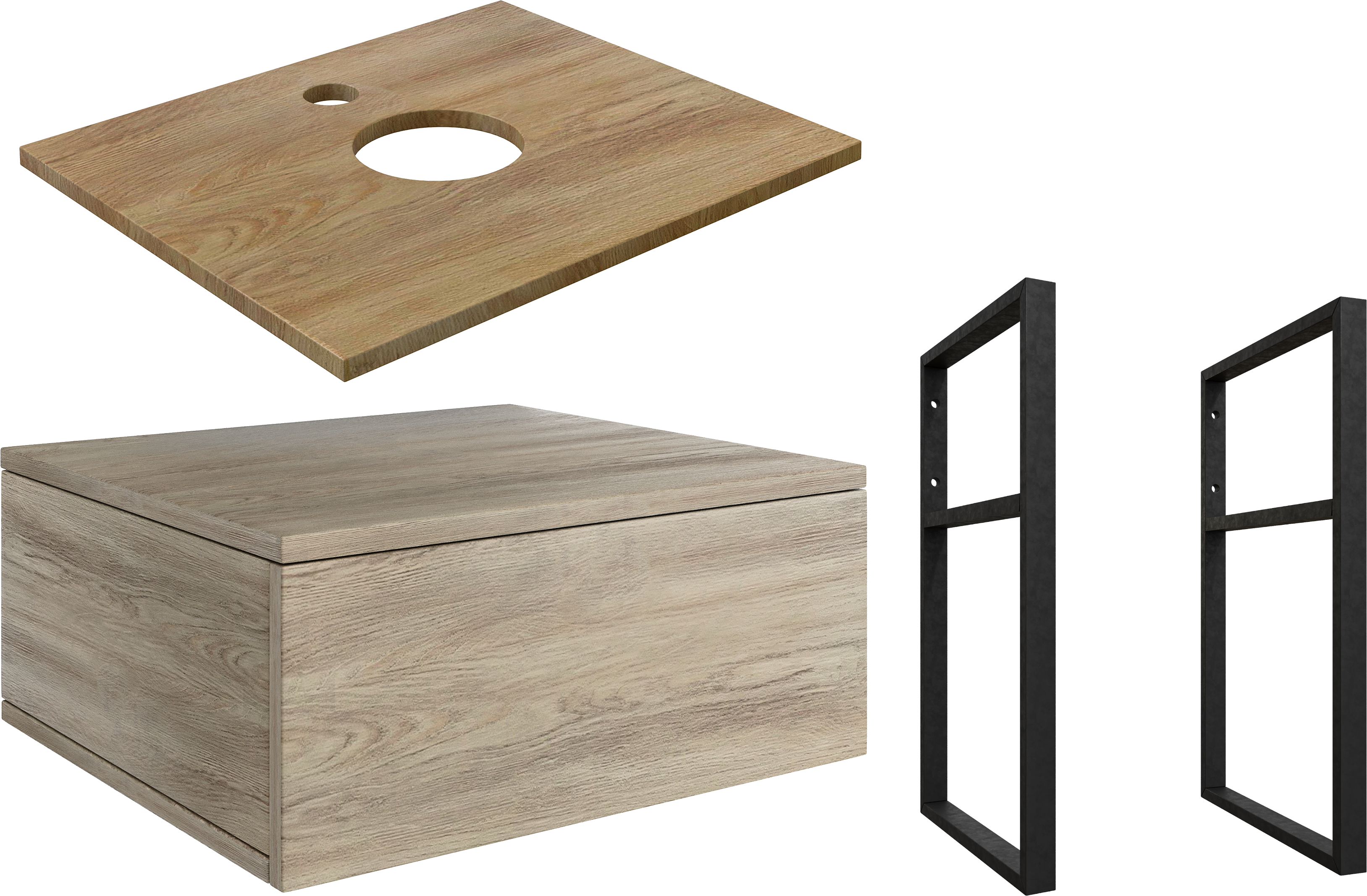 Тумба под раковину со столешницей DIWO Элиста 60, светлое дерево