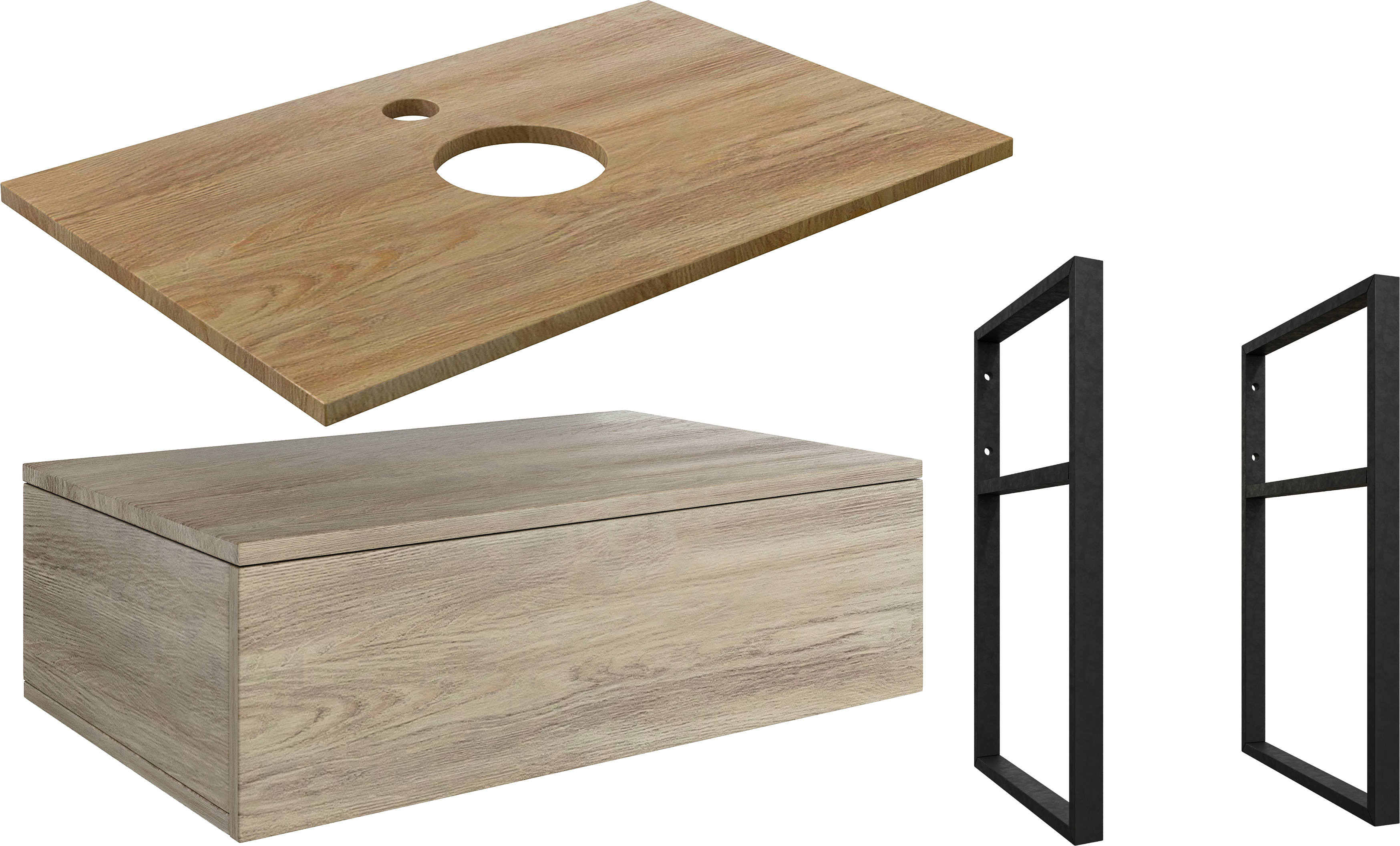 Тумба под раковину со столешницей DIWO Элиста 80, светлое дерево