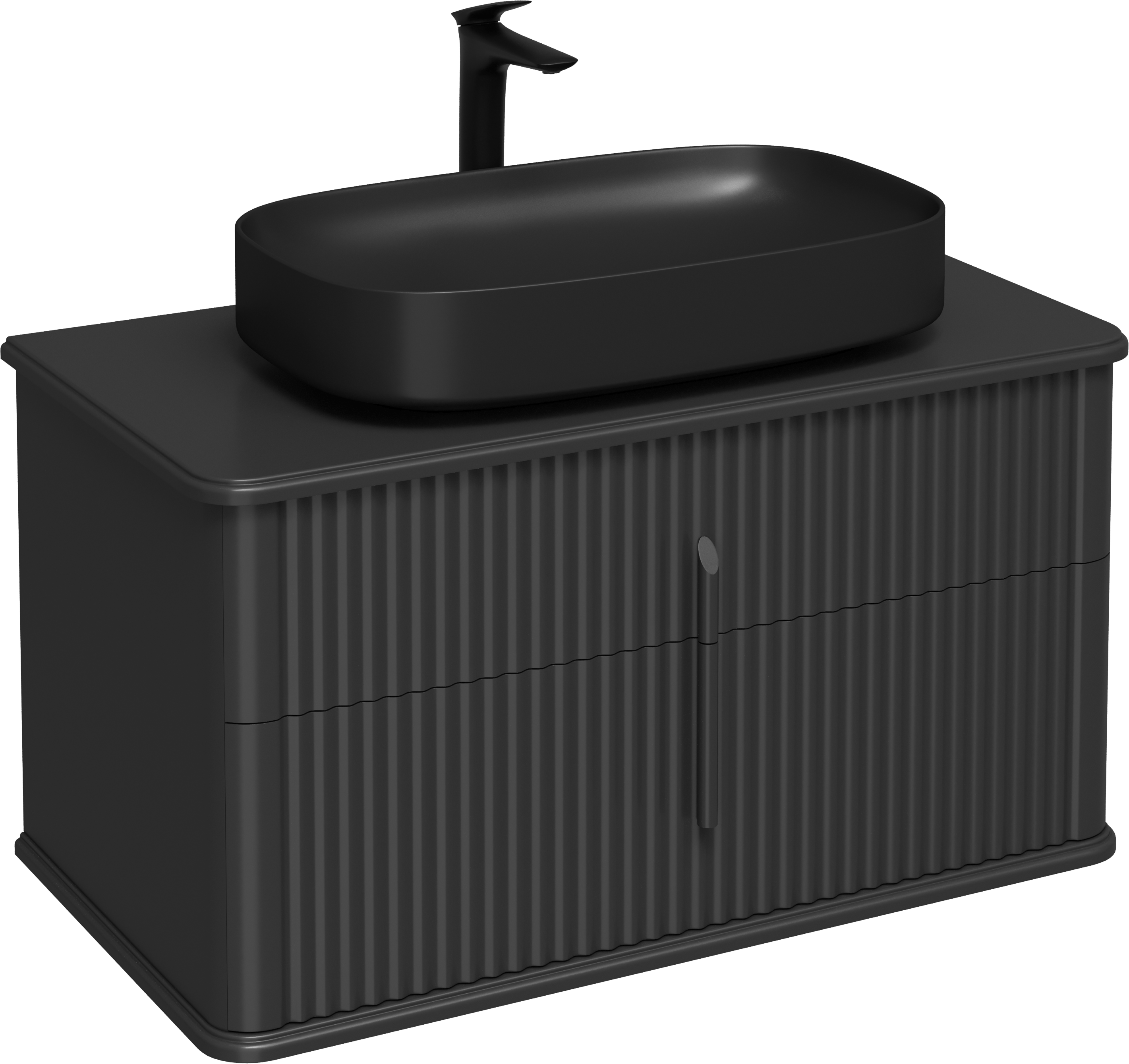 Тумба с раковиной STWORKI Молде 95 антрацит, столешница Молде 95, раковина Молде 3064-110, смеситель S23020BK