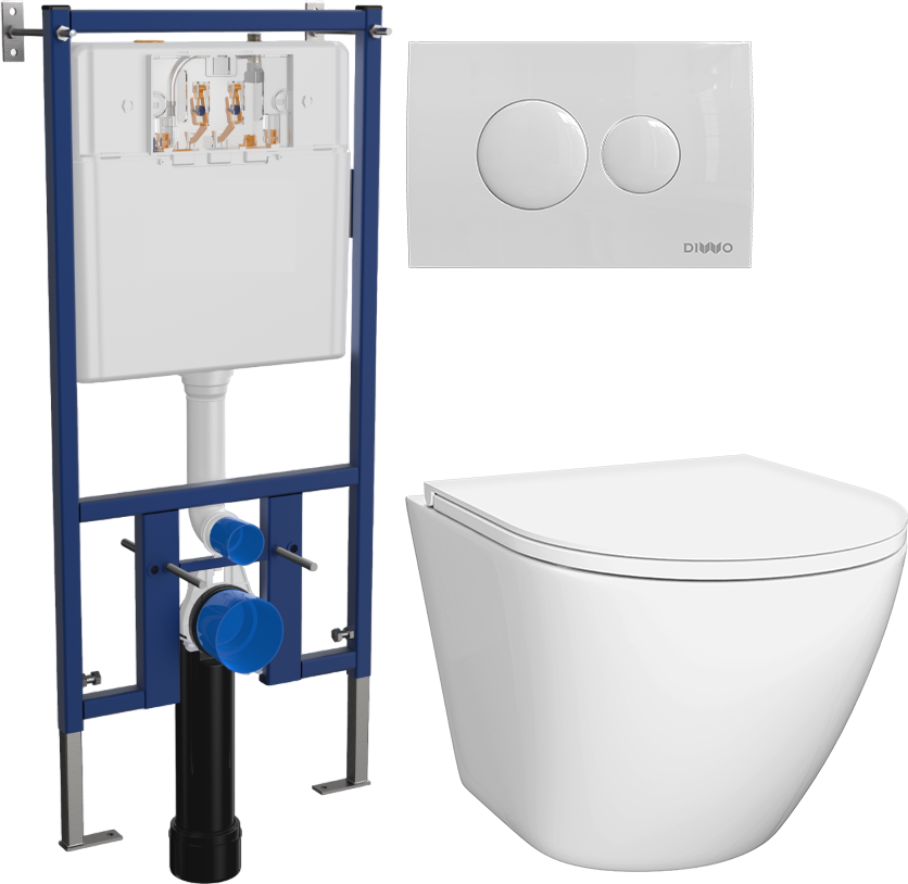 Комплект Унитаз подвесной DIWO Элиста 4412 + Инсталляция 4501 + Кнопка 7310 белая