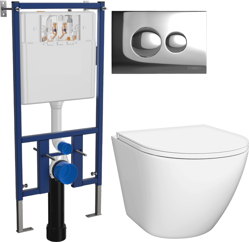 Комплект Унитаз подвесной DIWO Элиста 4412 + Инсталляция 4501 + Кнопка 7312 хром