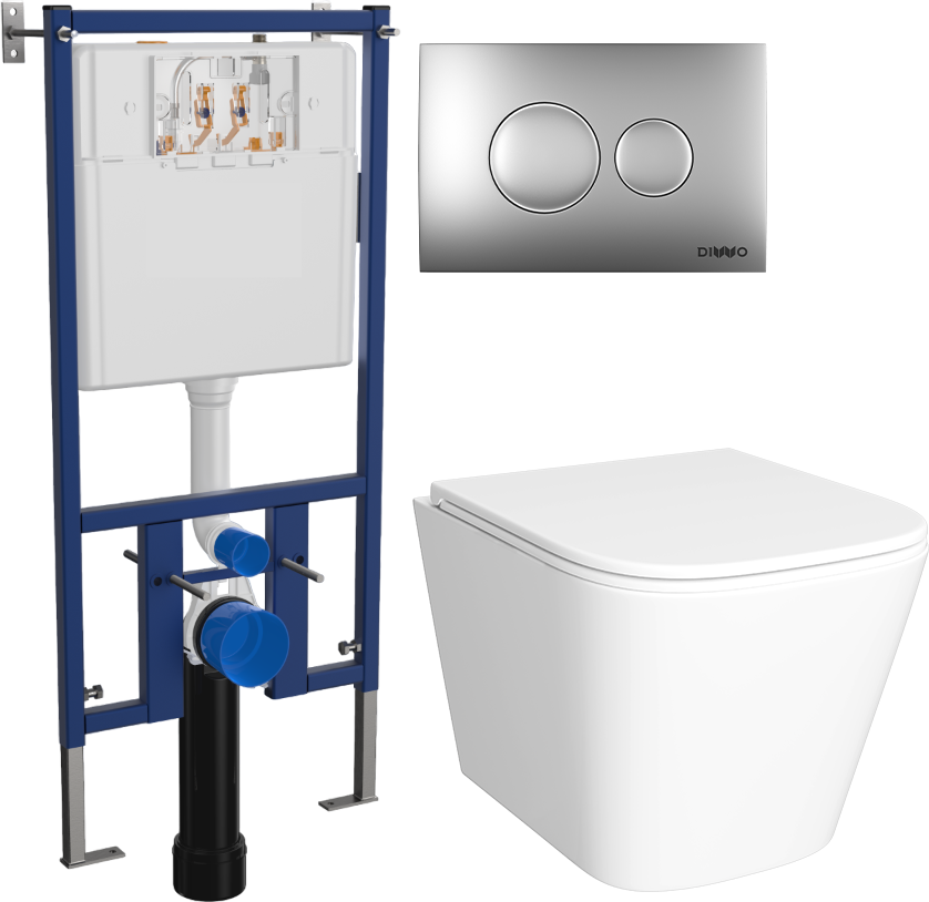 Комплект Унитаз подвесной DIWO Смоленск 5412 + Инсталляция 4501 + Кнопка 7311 хром матовый
