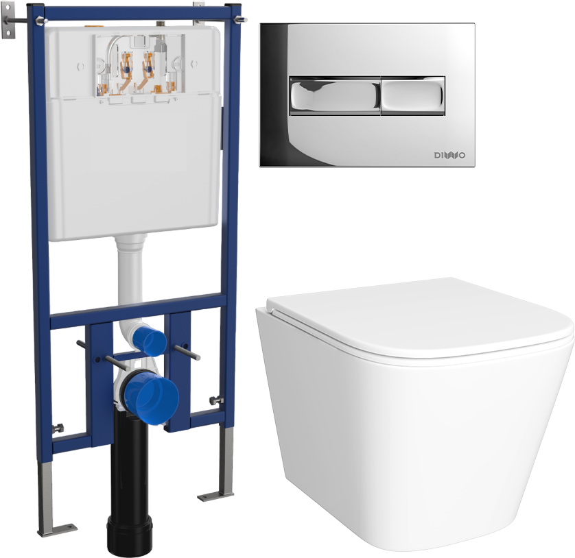 Комплект Унитаз подвесной DIWO Смоленск 5412 + Инсталляция 4501 + Кнопка 7322 хром