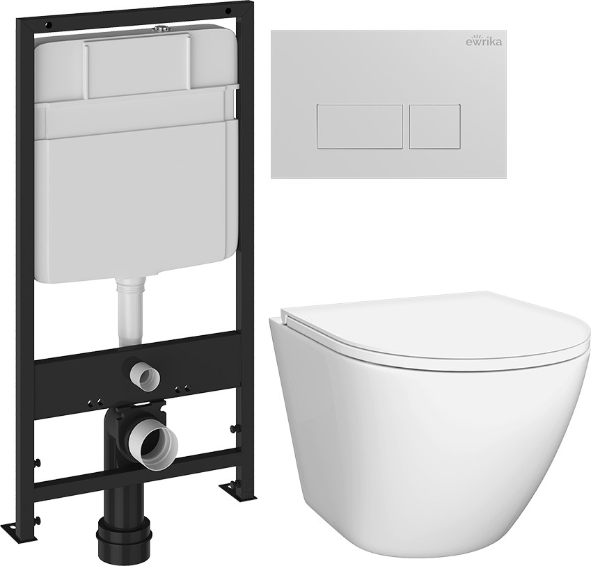Комплект Унитаз подвесной DIWO Элиста 4412 + Инсталляция EWRIKA ProLT 0026-2020 + Кнопка 0042 белая