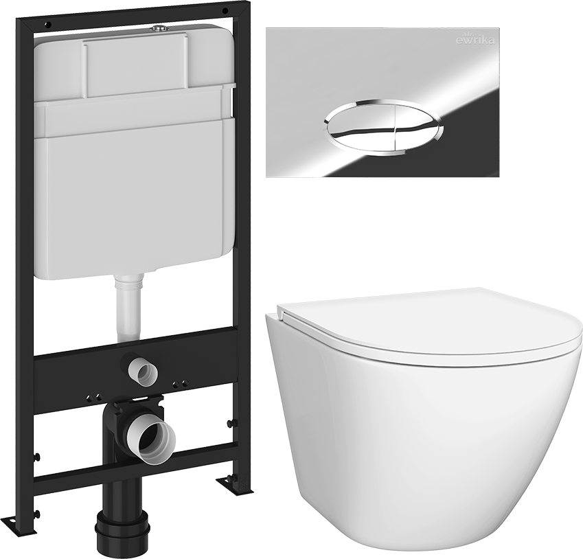 Комплект Унитаз подвесной DIWO Элиста 4412 + Инсталляция EWRIKA ProLT 0026-2020 + Кнопка 0051 хром