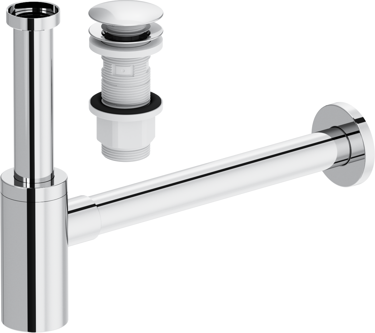 Комплект EWRIKA Донный клапан для раковины HFEW06000 + Сифон HFEW08000, хром