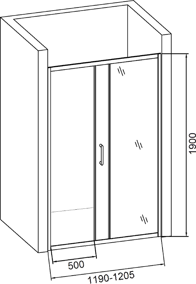 Душевая дверь в нишу DIWO Смоленск 120 см, профиль хром матовый купить в Тамбове