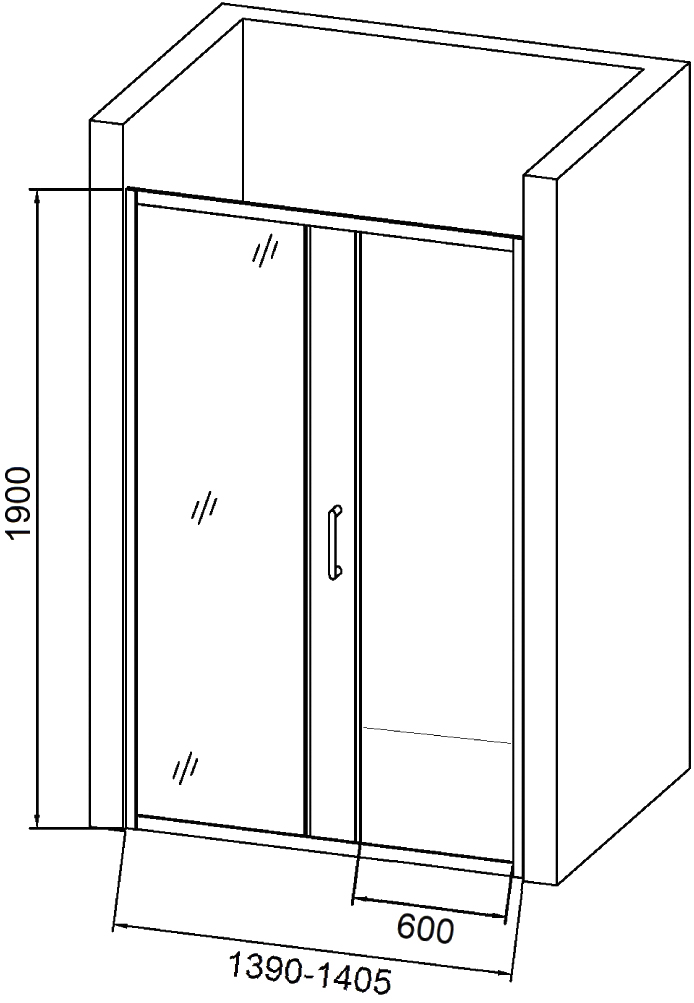 Душевая дверь в нишу DIWO Смоленск 140 см, профиль хром матовый купить в Тамбове