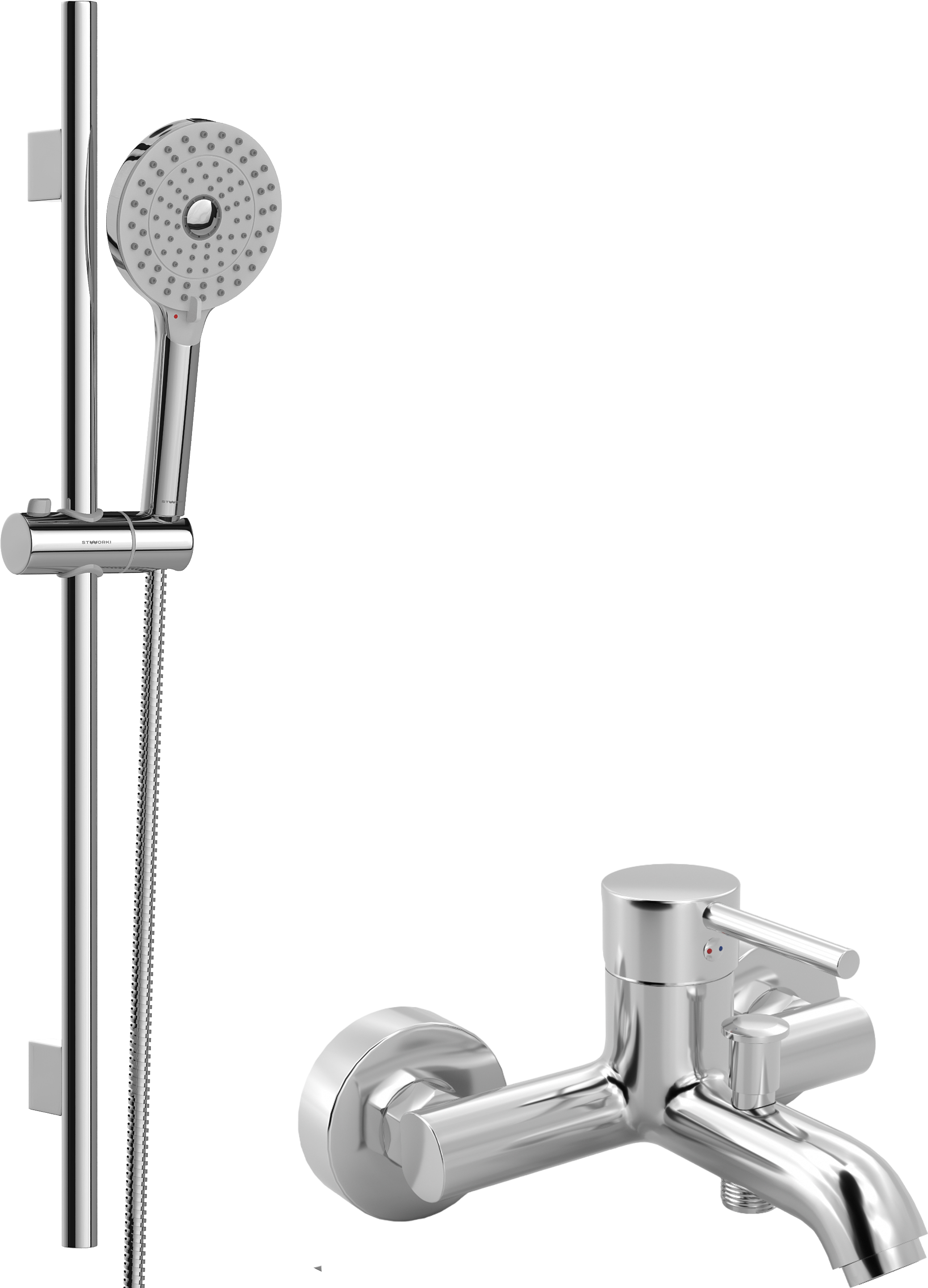Душевой комплект STWORKI Хельсинки Душевой гарнитур S178014-2B02-3 + Смеситель для ванны с душем MEGA Didim MG-CM103 хром