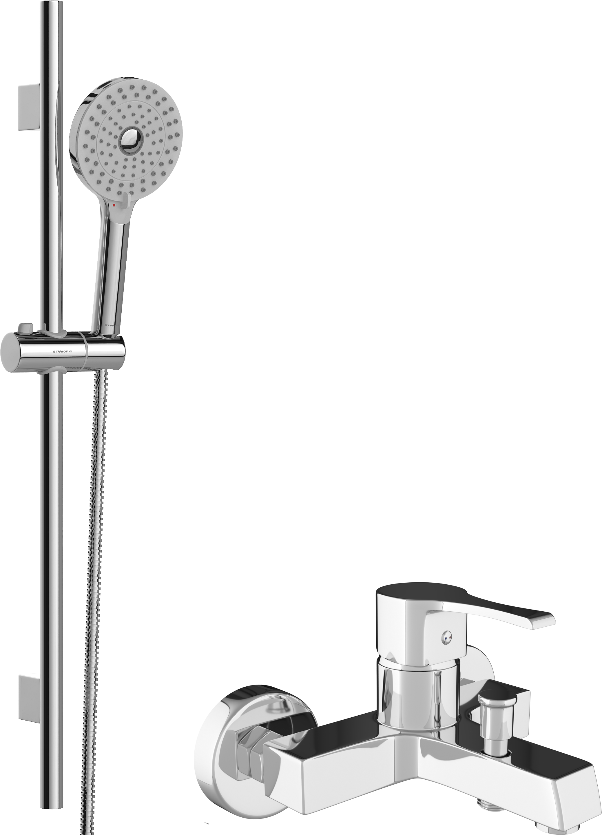 Душевой комплект STWORKI Хельсинки Душевой гарнитур S178014-2B02-3 + Смеситель для ванны с душем MEGA Sun MG-SUN01 хром
