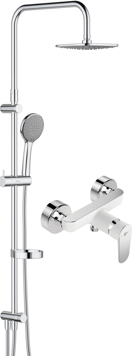 Душевой комплект STWORKI Стокгольм Душевая стойка STWORKI HFSG97000 + Смеситель для душа Ideal Standard Tyria BC156HO белый, хром