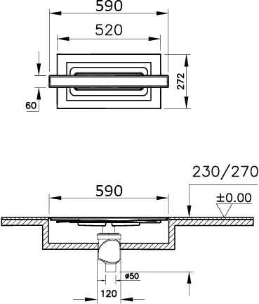 Душевой лоток VitrA Eco-Flow 60 см, вертикальный сифон, матовый хром купить в Тамбове
