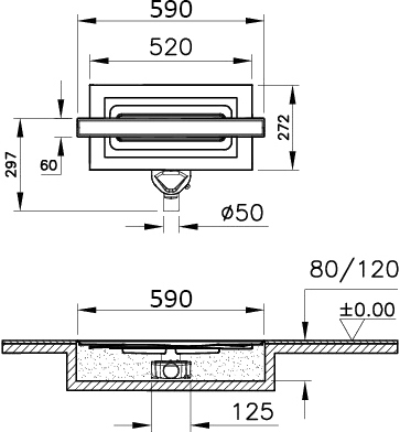 Душевой лоток VitrA Eco-Flow 60 см, горизонтальный сифон, матовый хром купить в Тамбове